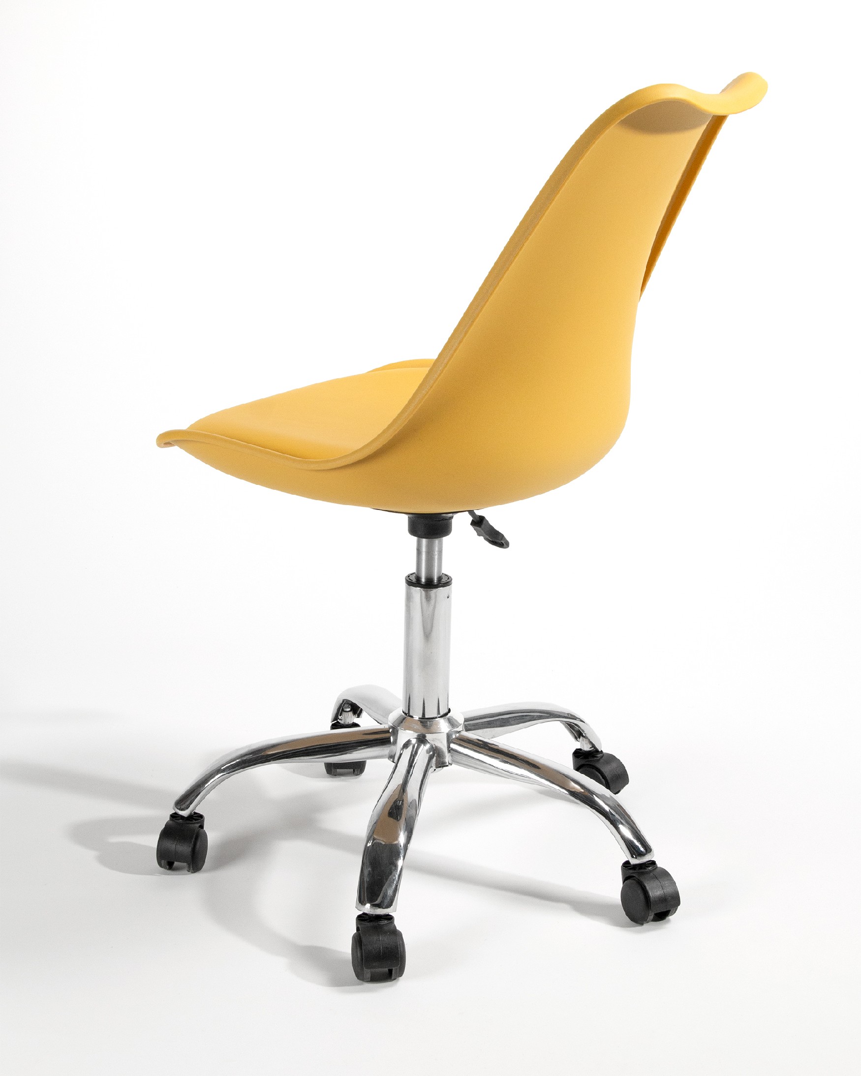 Bremen office chair with polypropylene frame in mustard and chrome leg