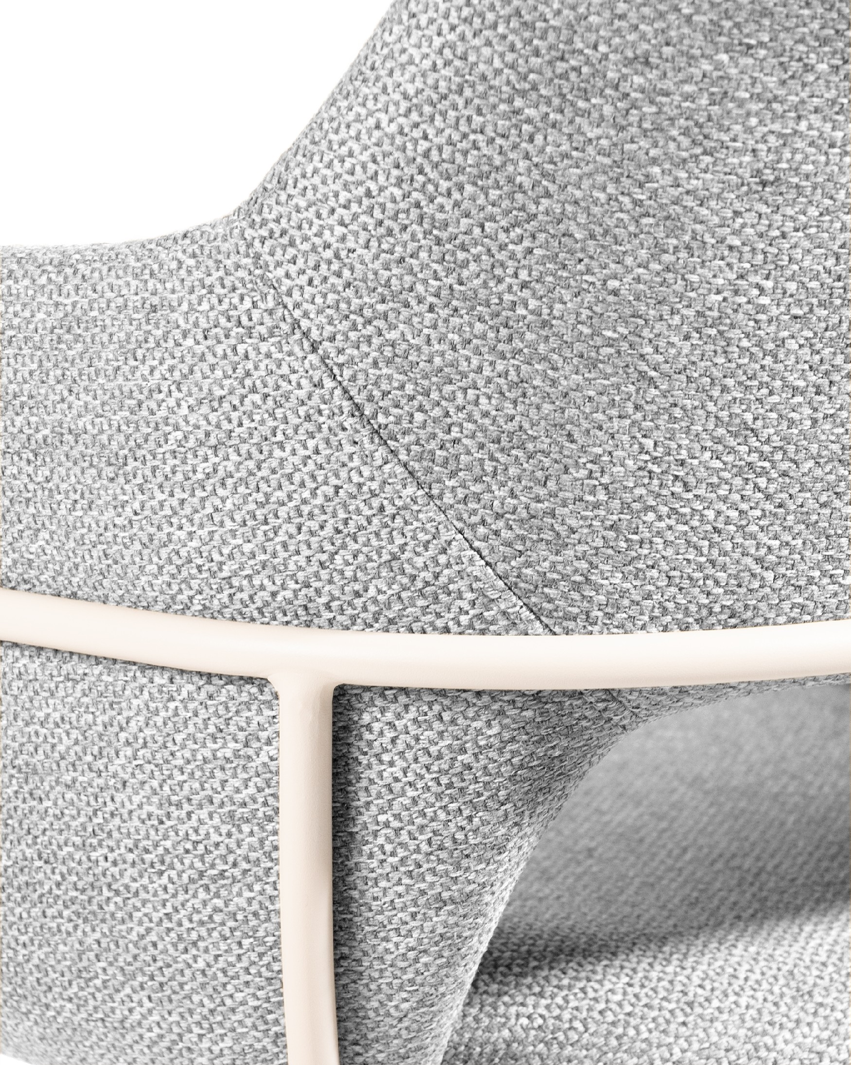 Brisbane chair with gray upholstery and ivory metal legs