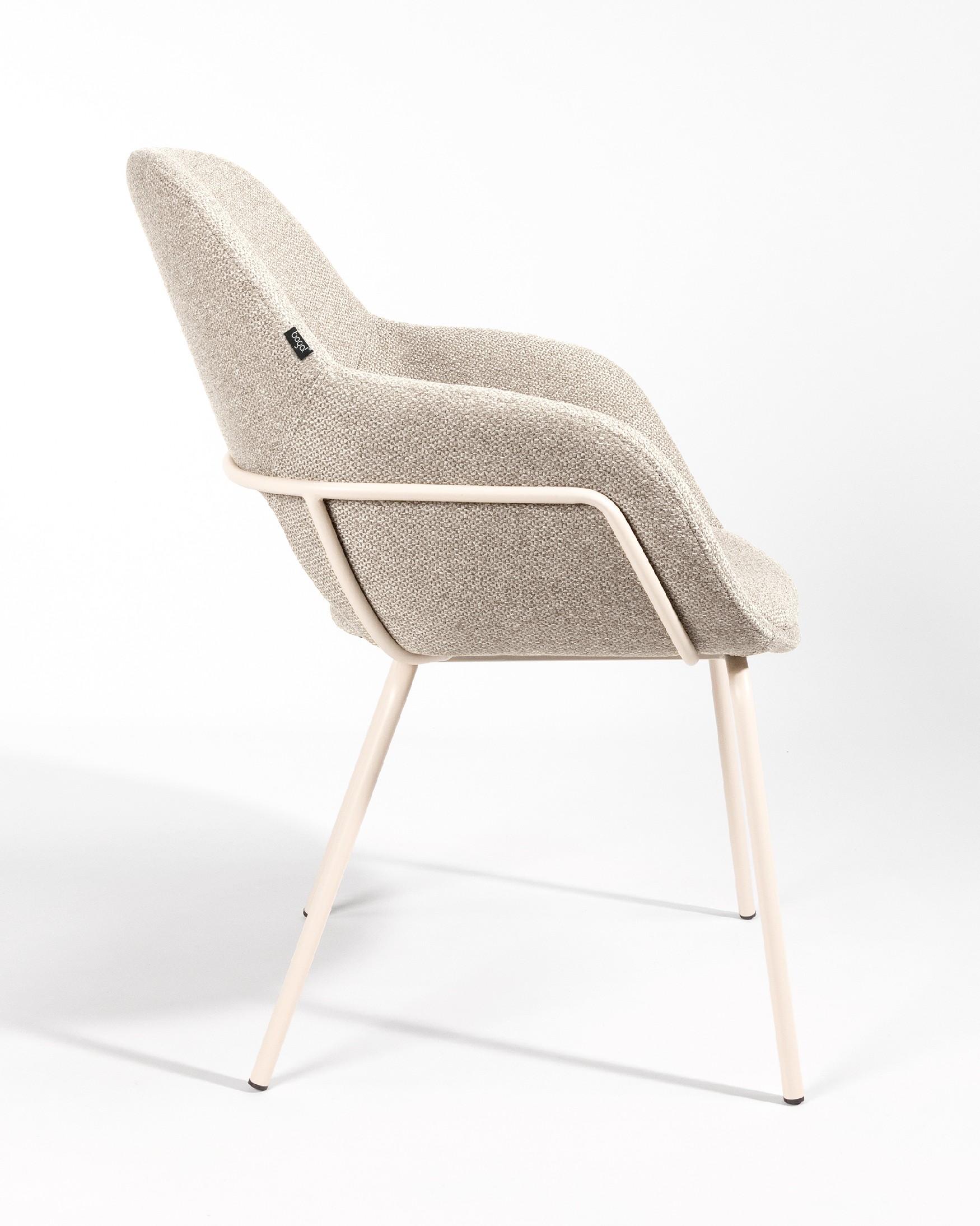 Brisbane chair with brown upholstery and ivory metal legs