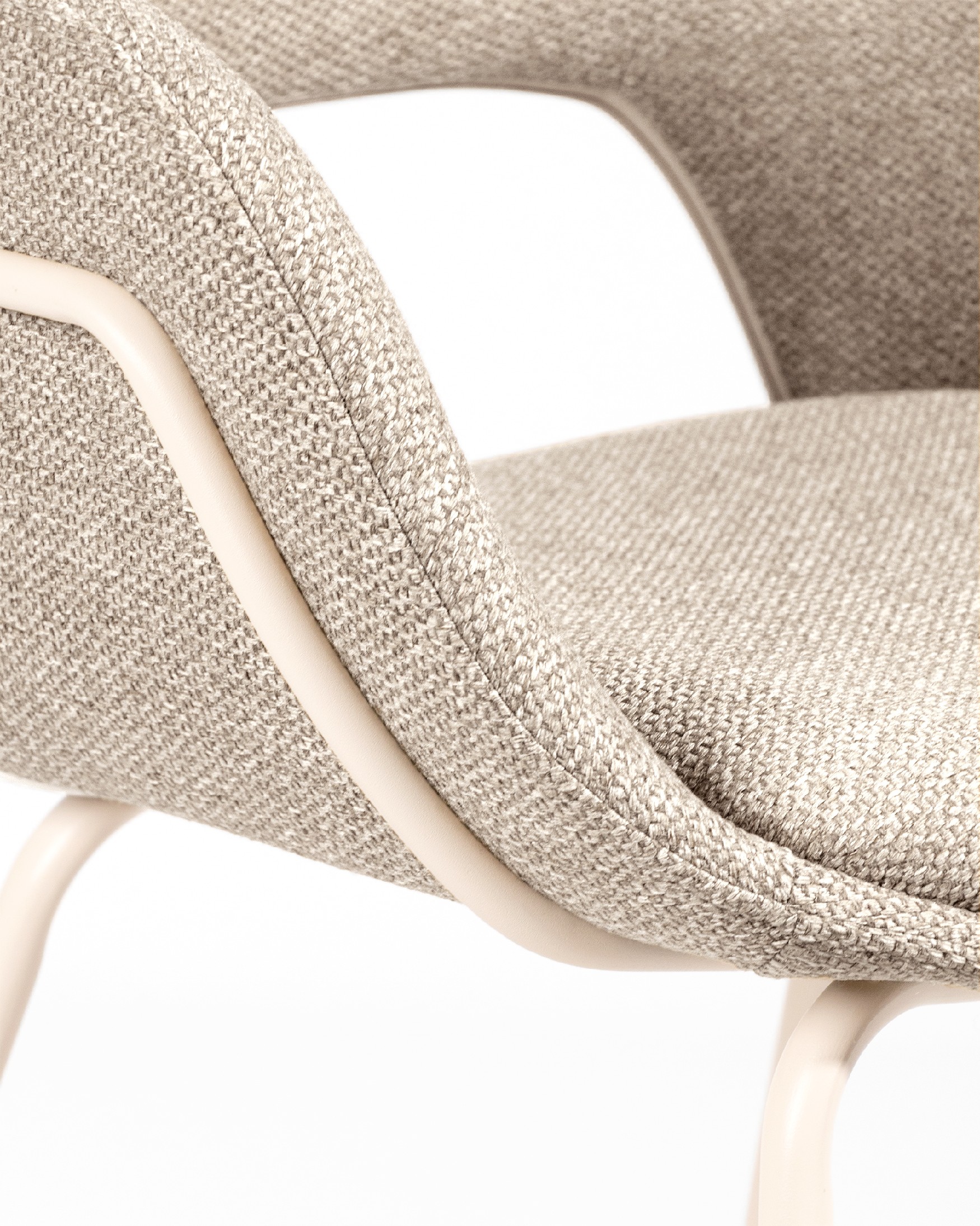 Brisbane chair with brown upholstery and ivory metal legs