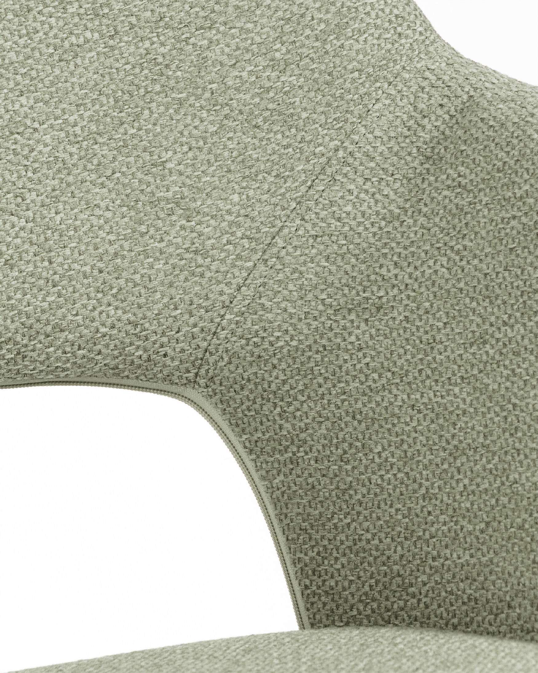 Silla Brisbane con tapizado verde y patas metálicas marfil