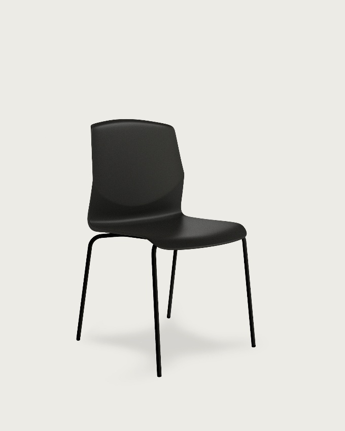 Bristol chair in black polypropylene with black metal legs