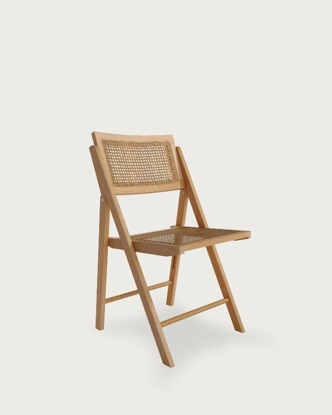 Folding chair Bruna made of rattan and natural ash