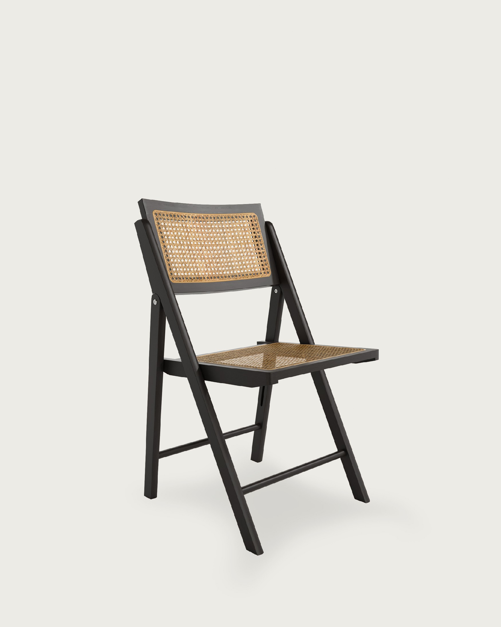 Folding chair Bruna made of rattan and black ash