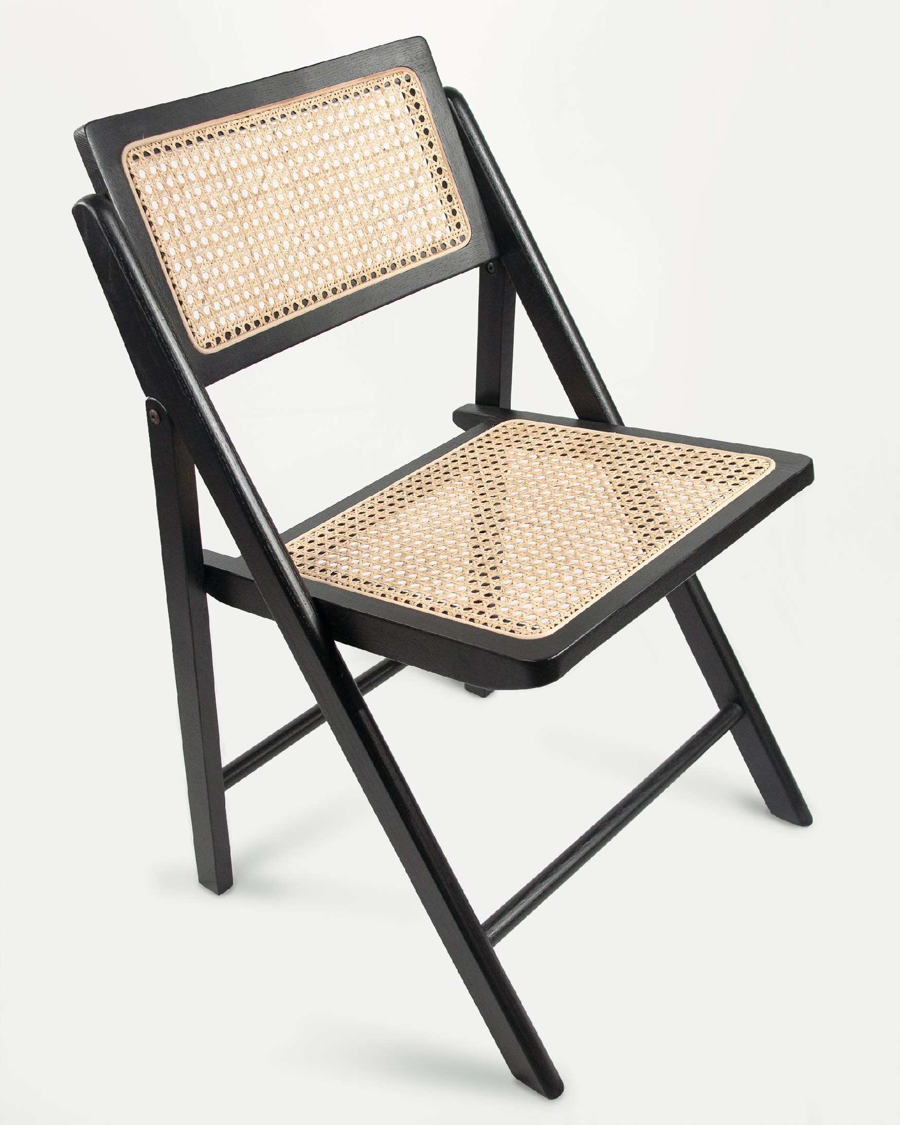 Folding chair Bruna made of rattan and black ash