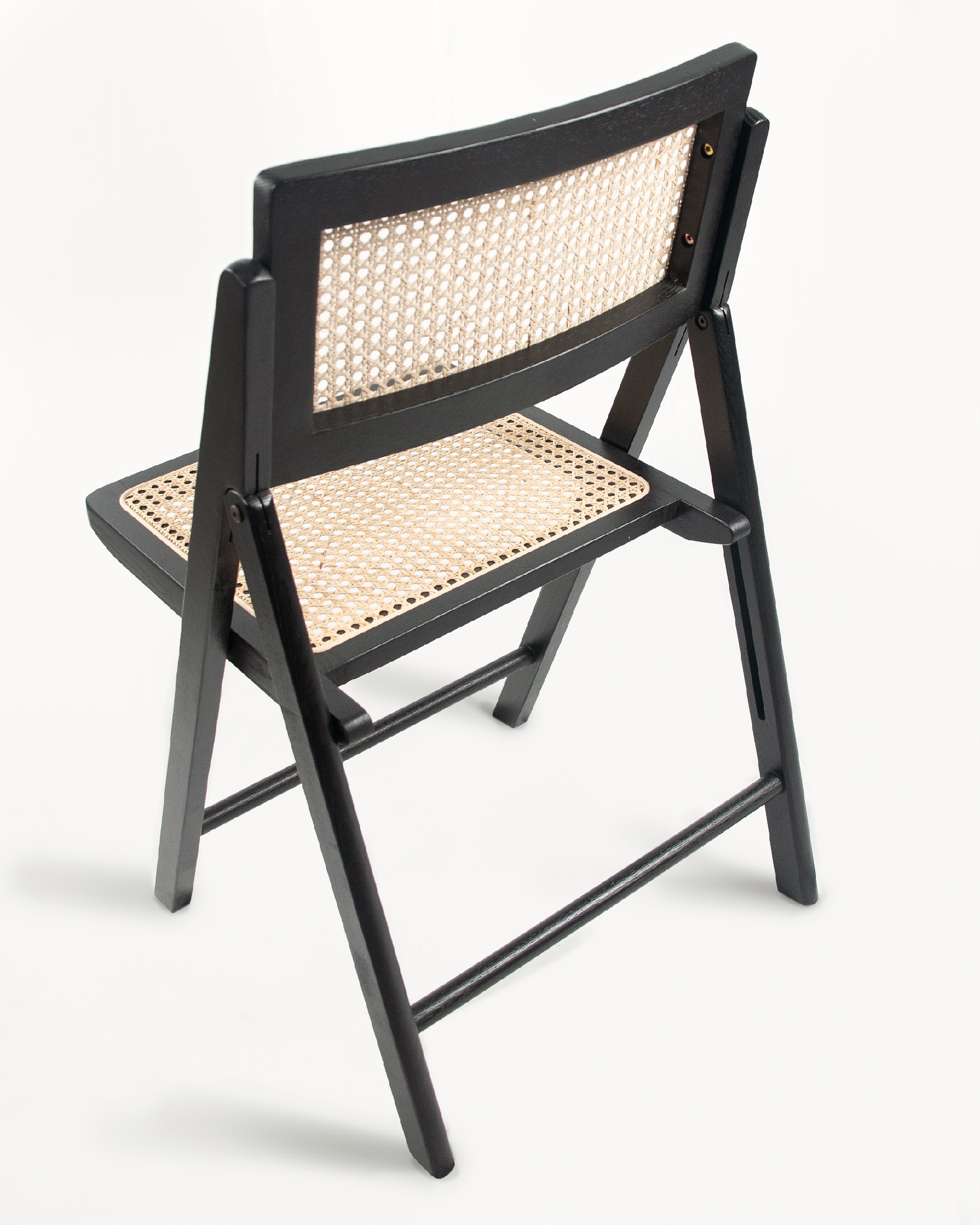 Folding chair Bruna made of rattan and black ash