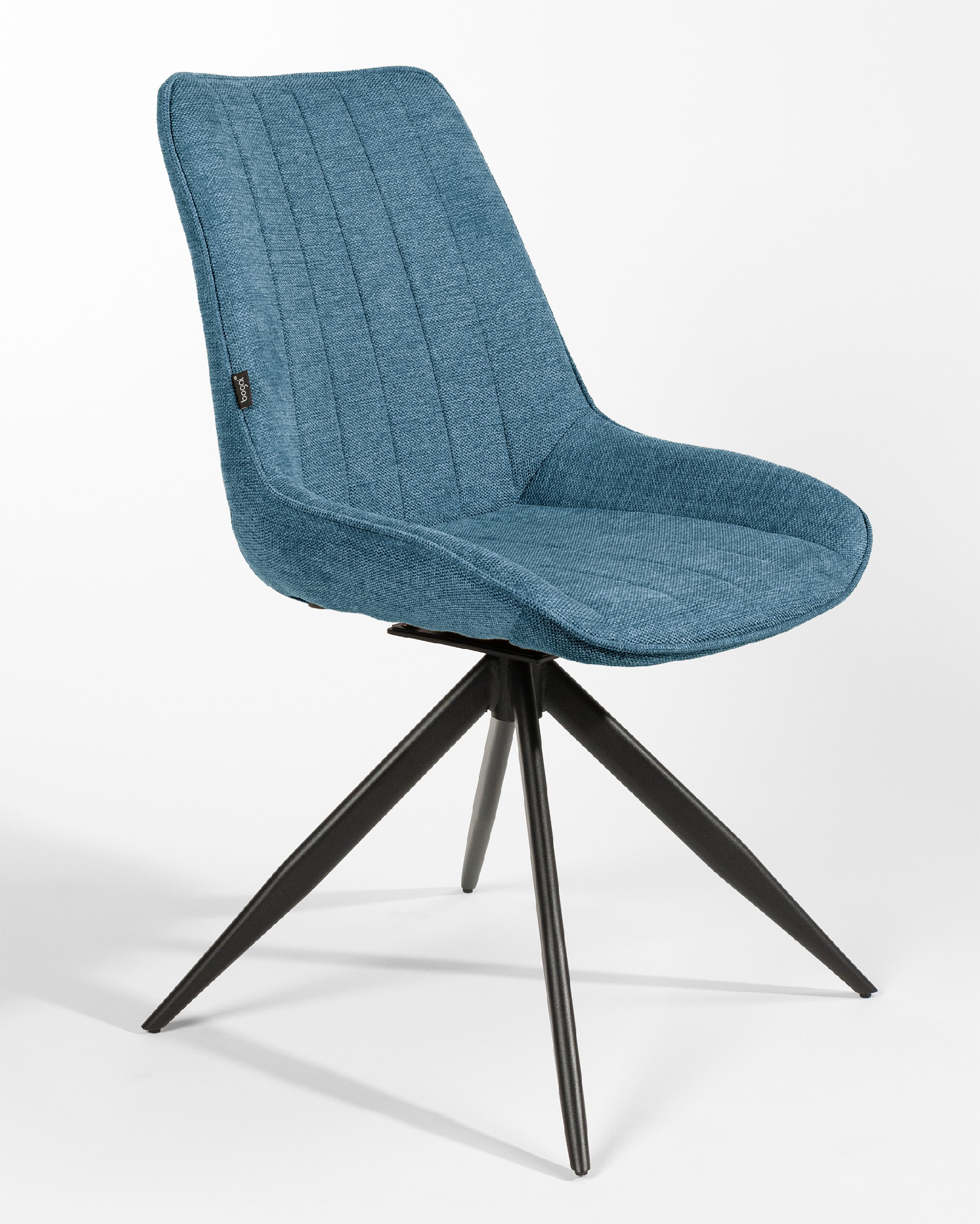 Chaise Bursa pivotante 180º avec fonction de retour, revêtement bleu et pieds métalliques noirs