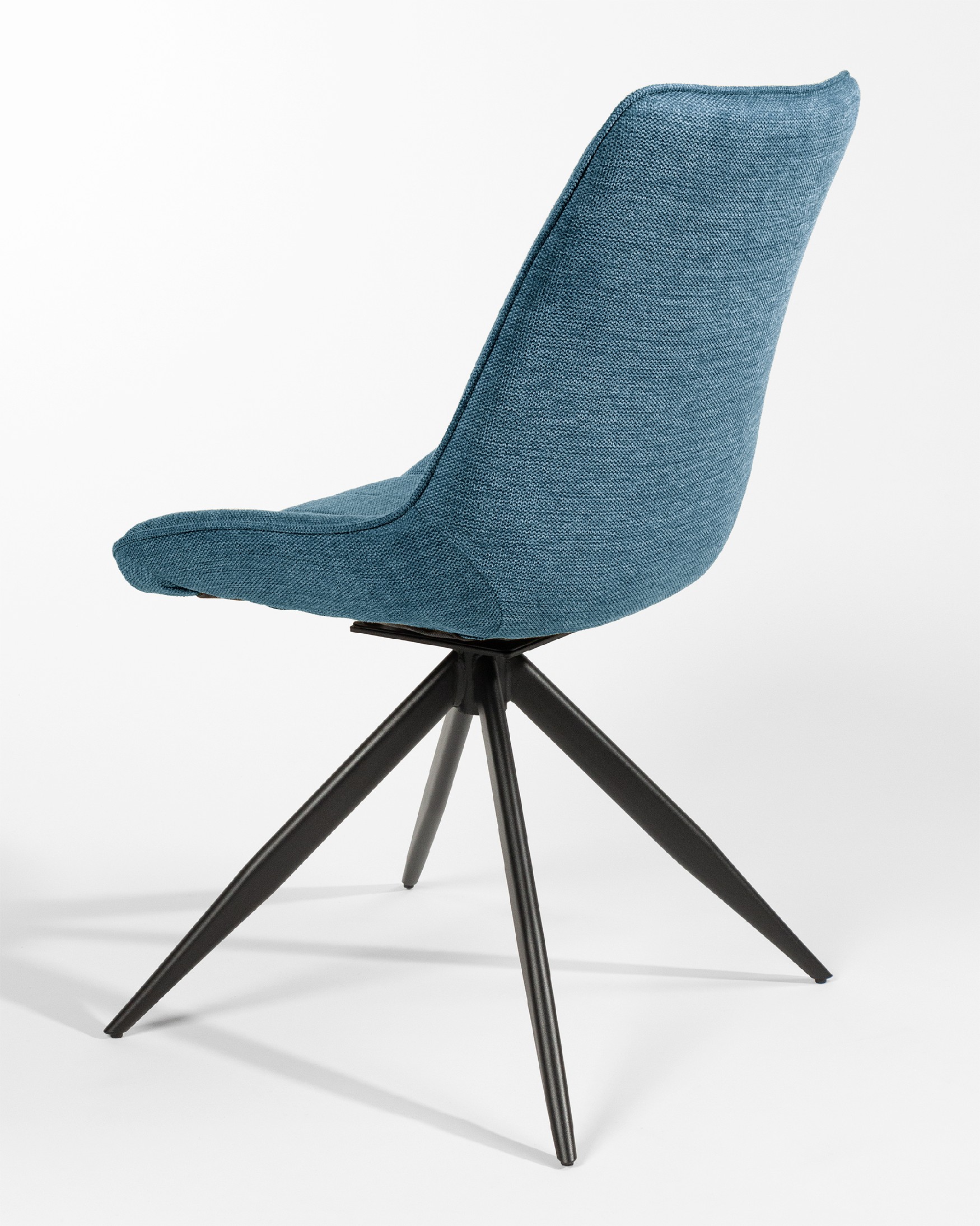 Chaise Bursa pivotante 180º avec fonction de retour, revêtement bleu et pieds métalliques noirs