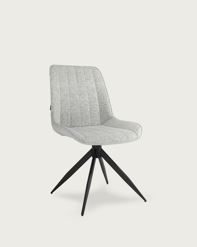 Bursa swivel chair 180º with return function, grey upholstery and black metal legs