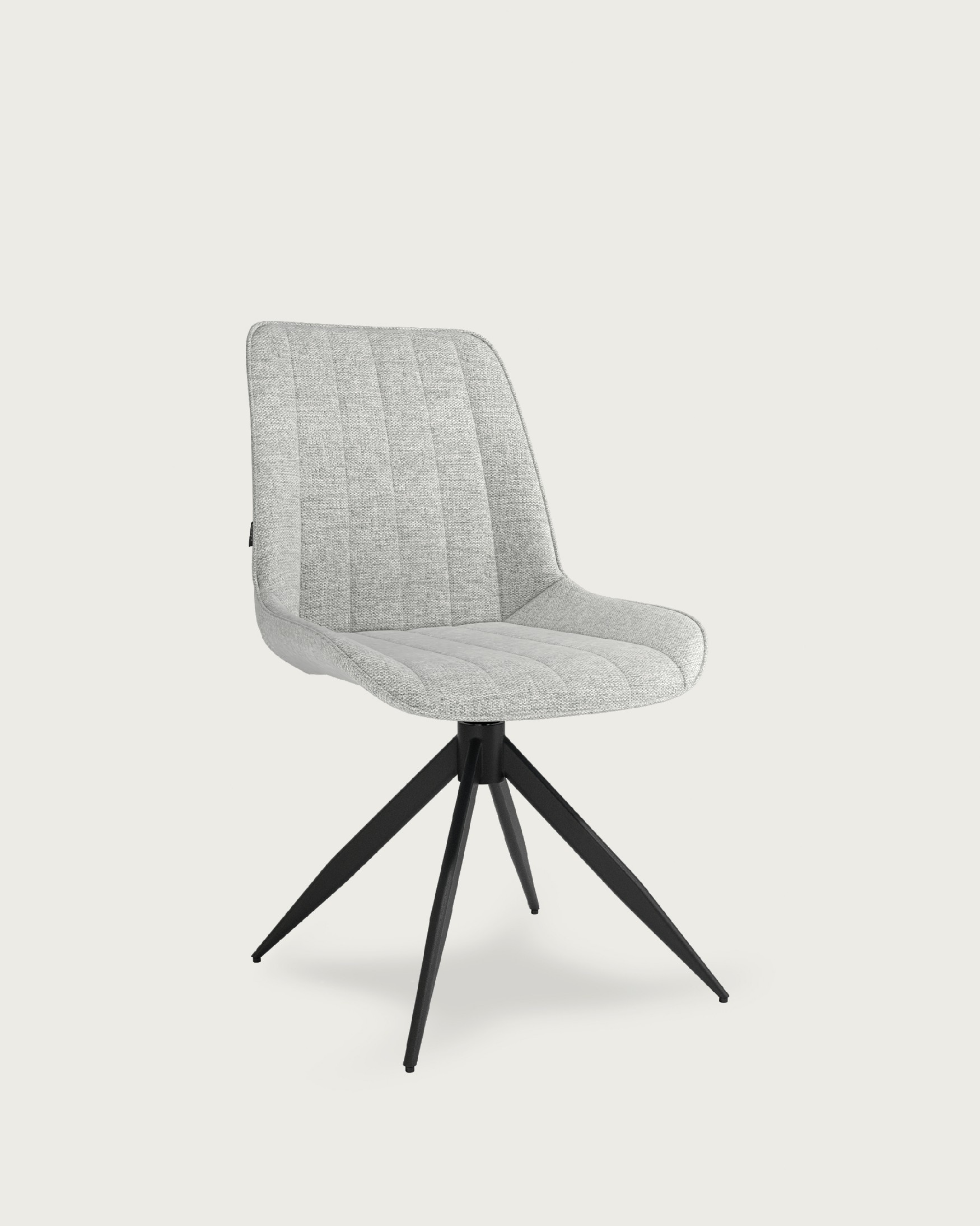 Silla Bursa giratoria 180º con función return, tapizado gris y patas metálicas negras
