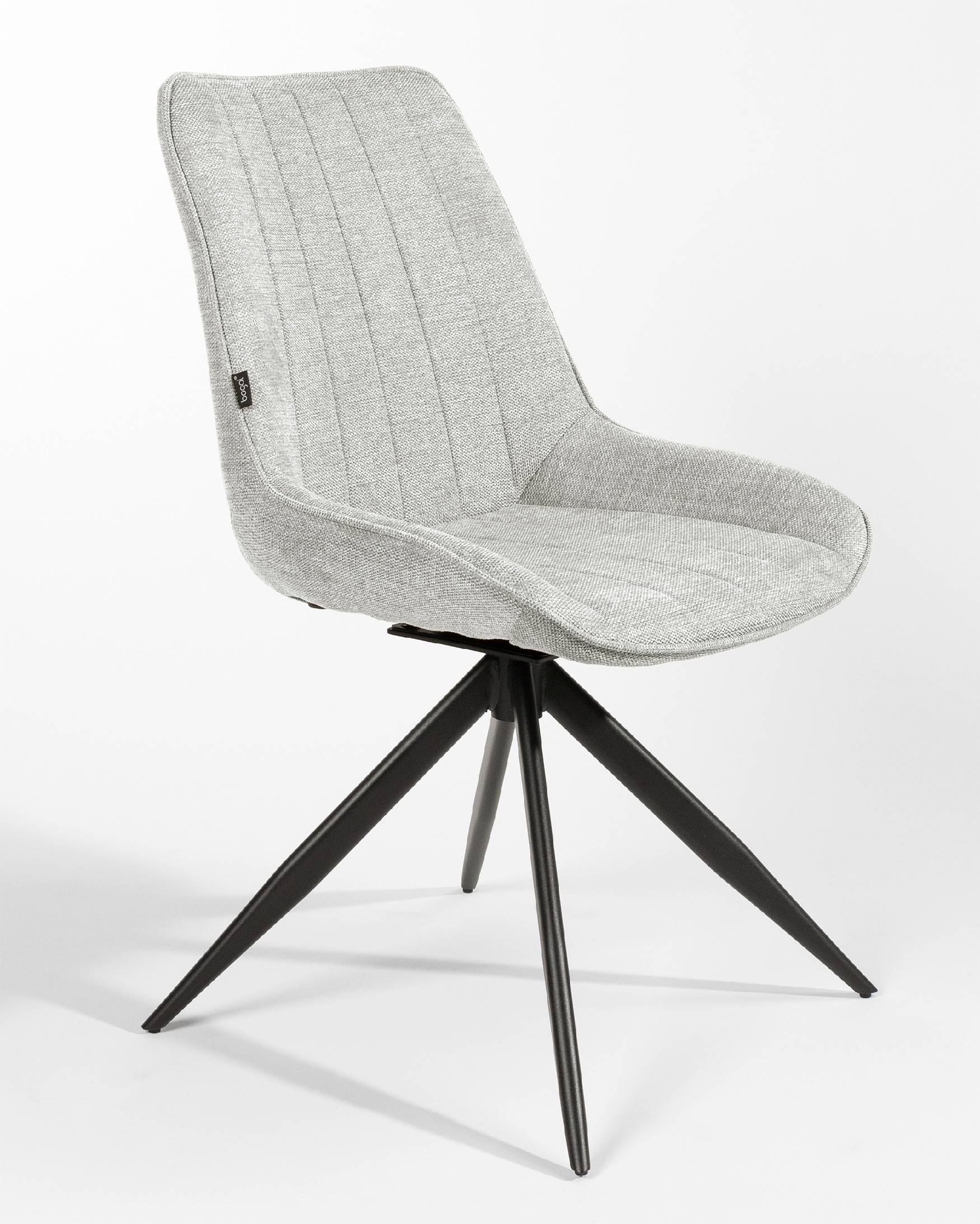 Silla Bursa giratoria 180º con función return, tapizado gris y patas metálicas negras