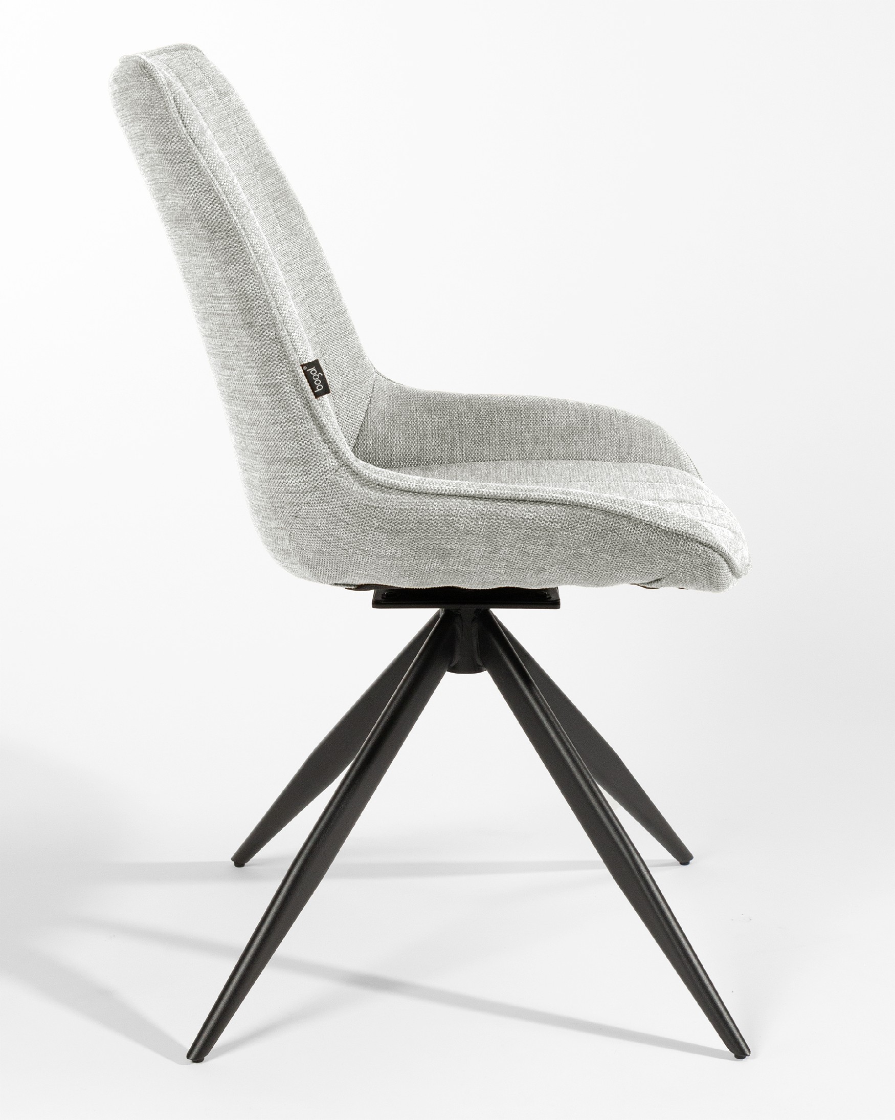 Silla Bursa giratoria 180º con función return, tapizado gris y patas metálicas negras