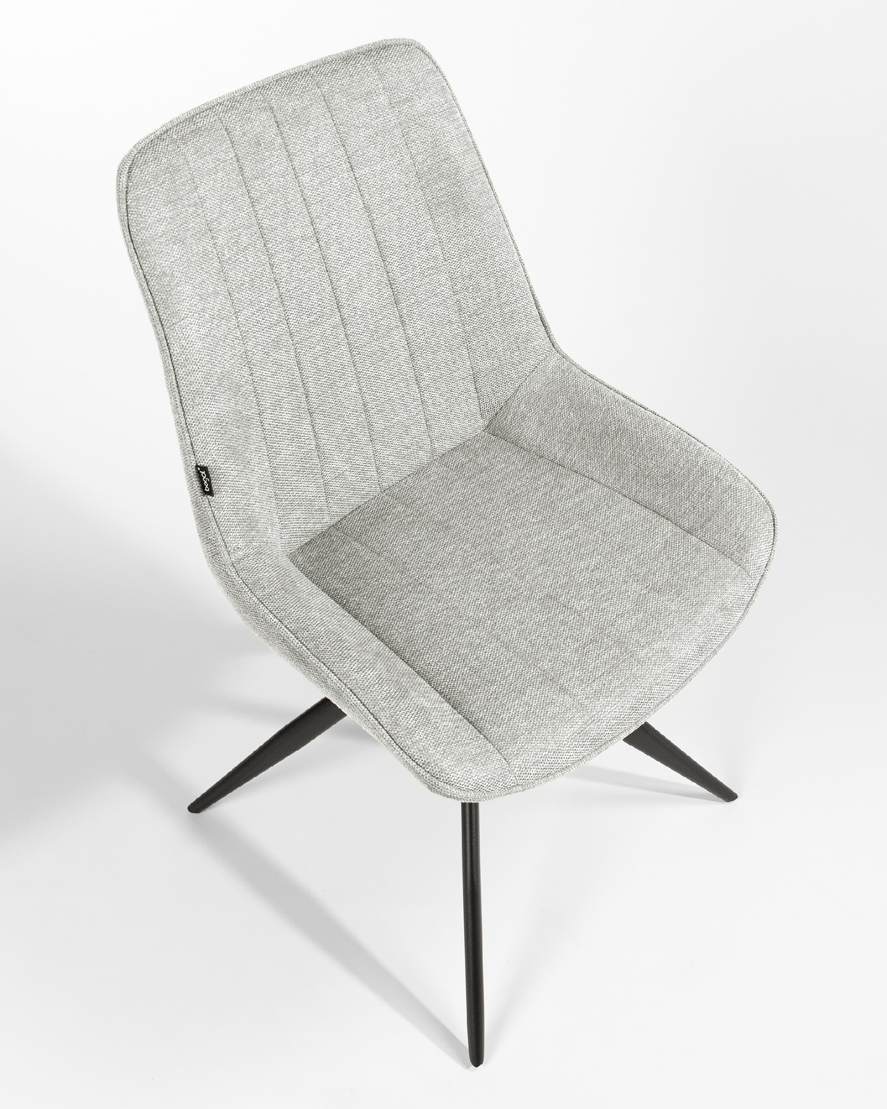 Silla Bursa giratoria 180º con función return, tapizado gris y patas metálicas negras