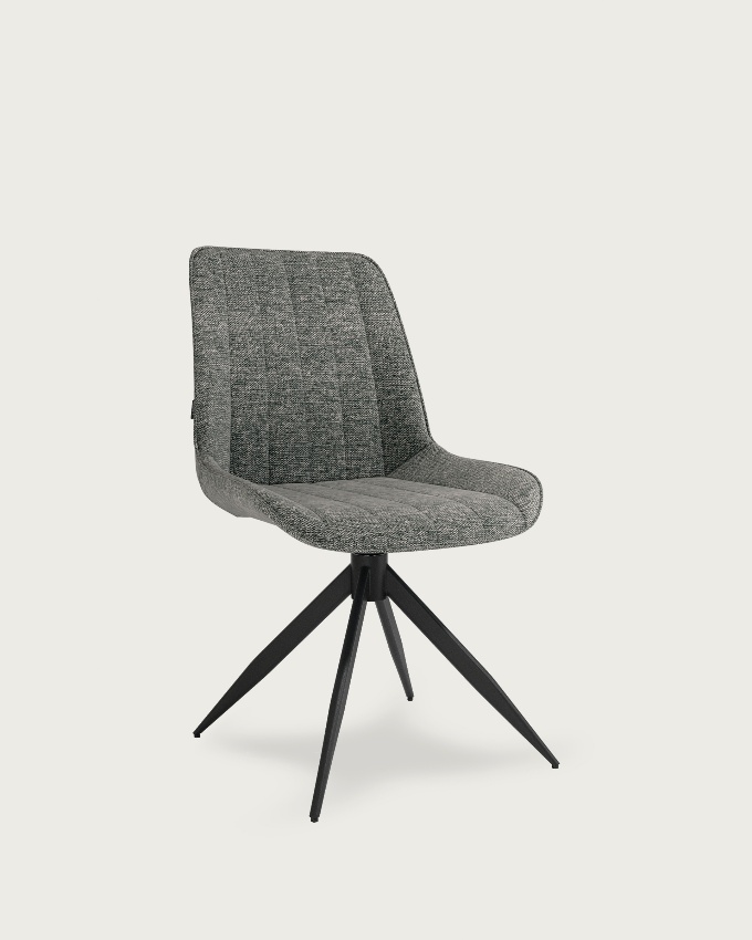 Bursa swivel chair 180º with return function, light gray upholstery and black metal legs