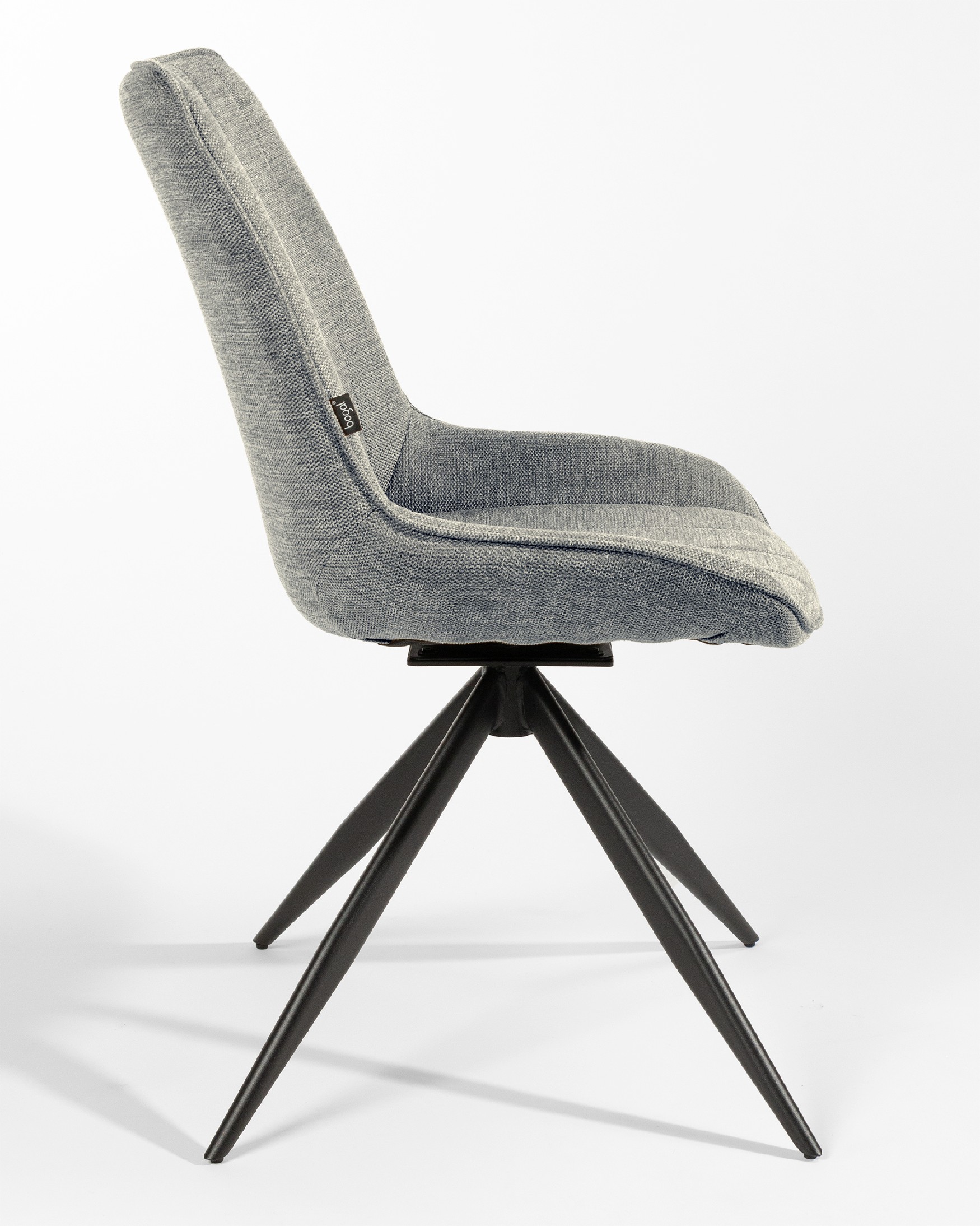 Chaise Bursa pivotante à 180º avec fonction de retour, rembourrage gris clair et pieds métalliques noirs