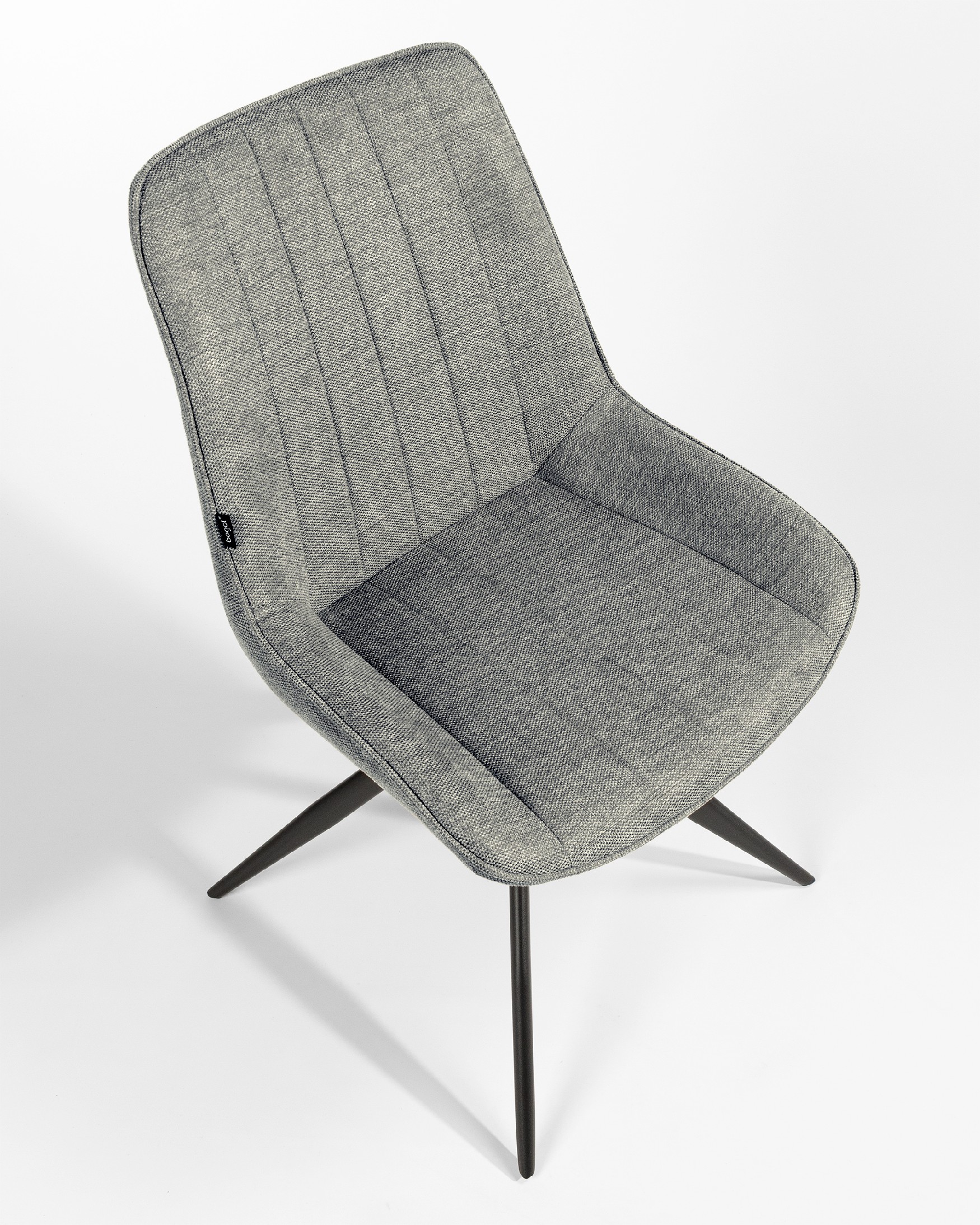 Chaise Bursa pivotante à 180º avec fonction de retour, rembourrage gris clair et pieds métalliques noirs