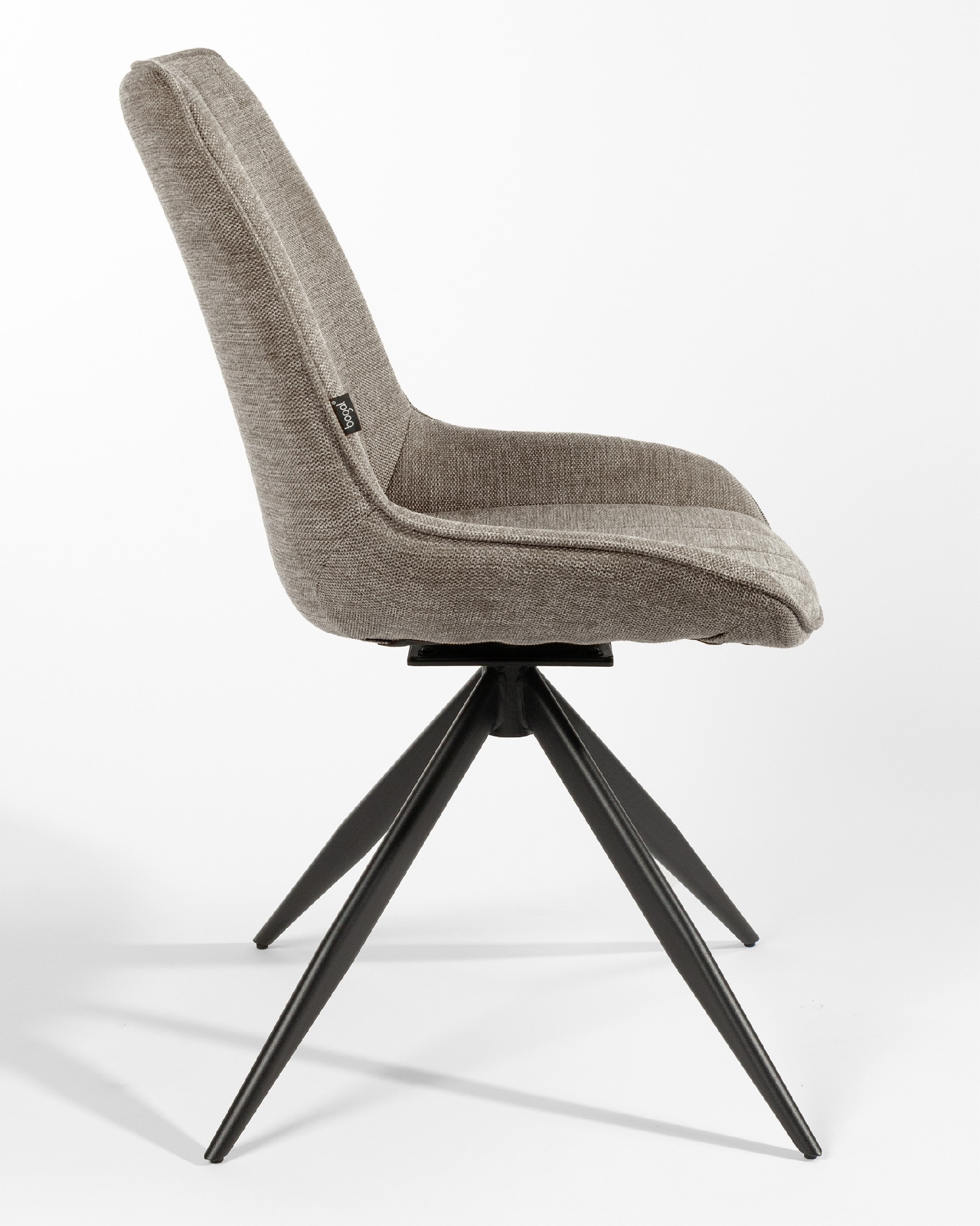 Bursa swivel chair 180º with return function, brown upholstery and black metal legs