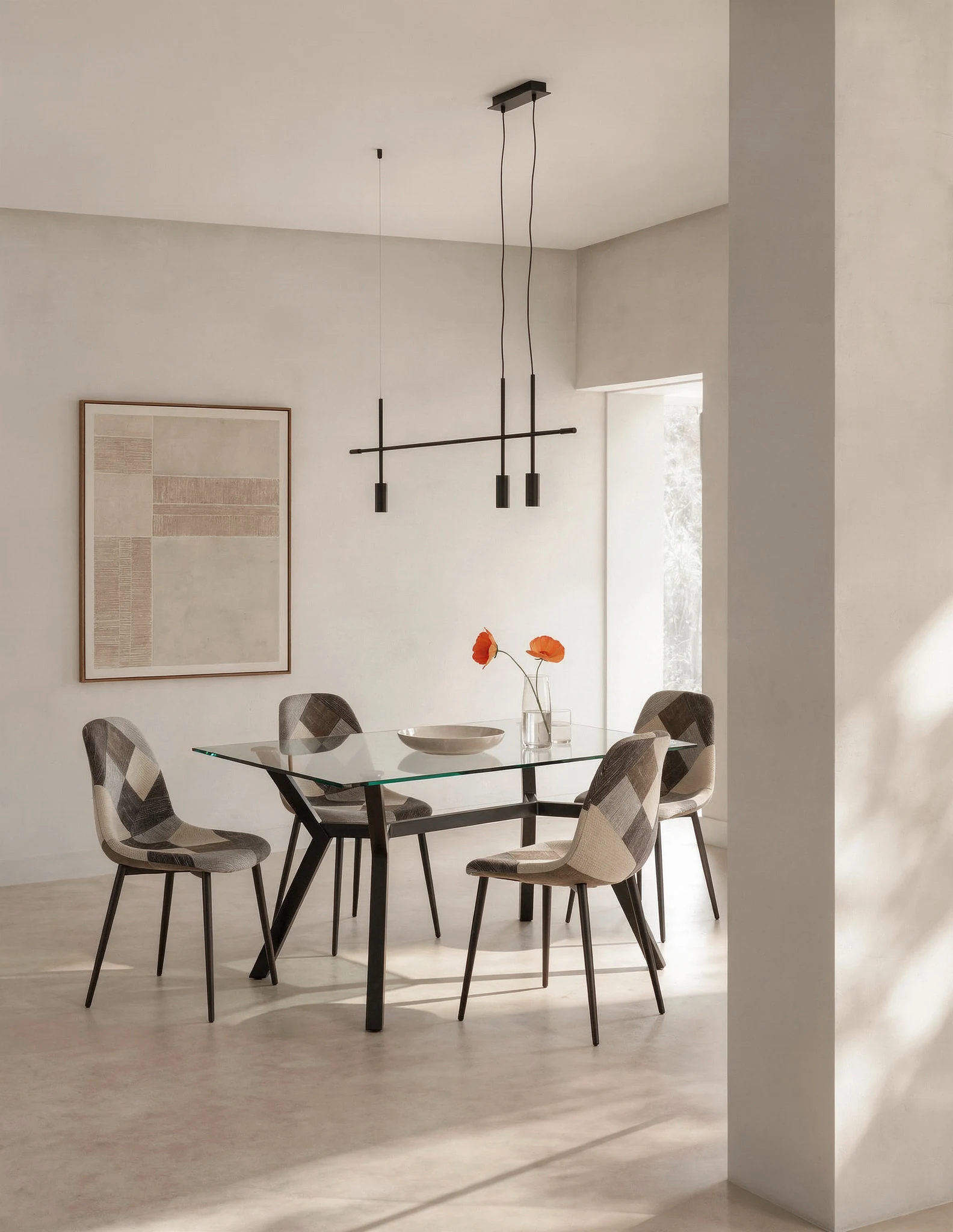 Bombay chair with upholstery and black legs