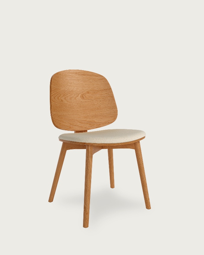 Caelum chair with mother-of-pearl upholstery and natural oak structure