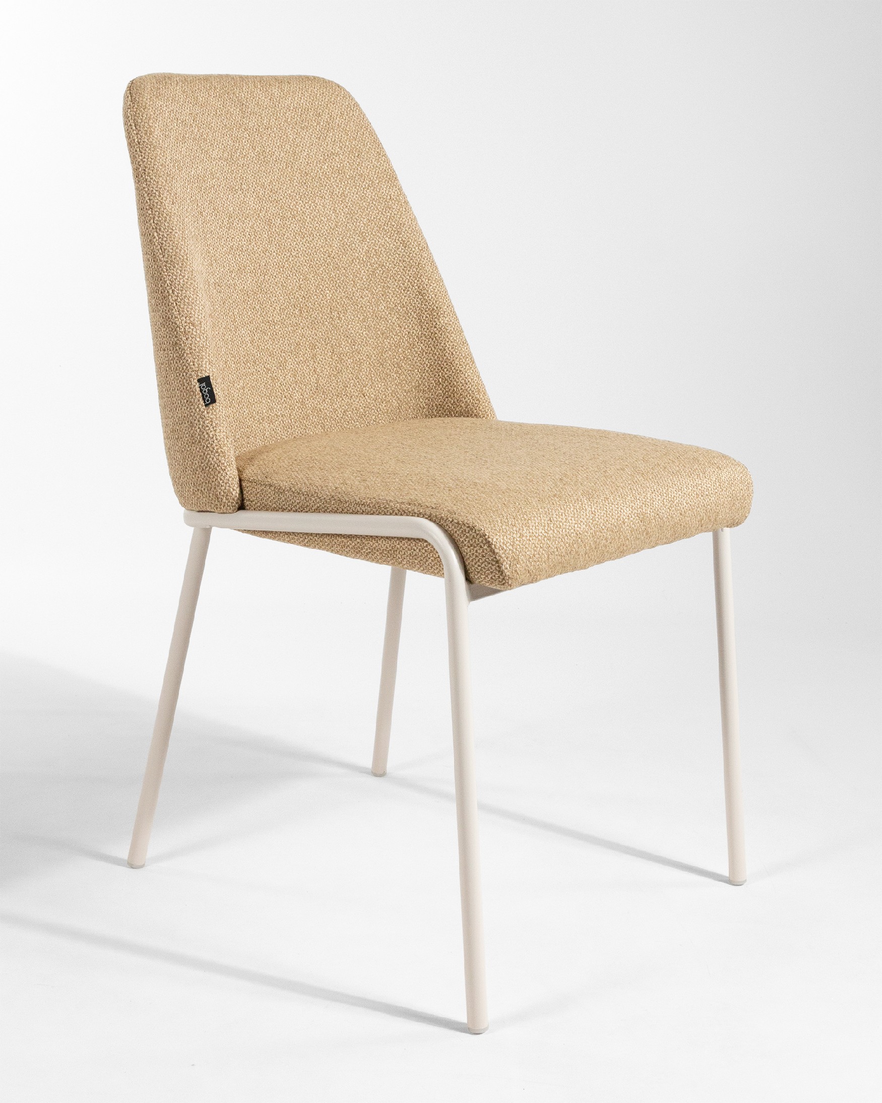 Calgary chair with mustard upholstery and ivory metal legs