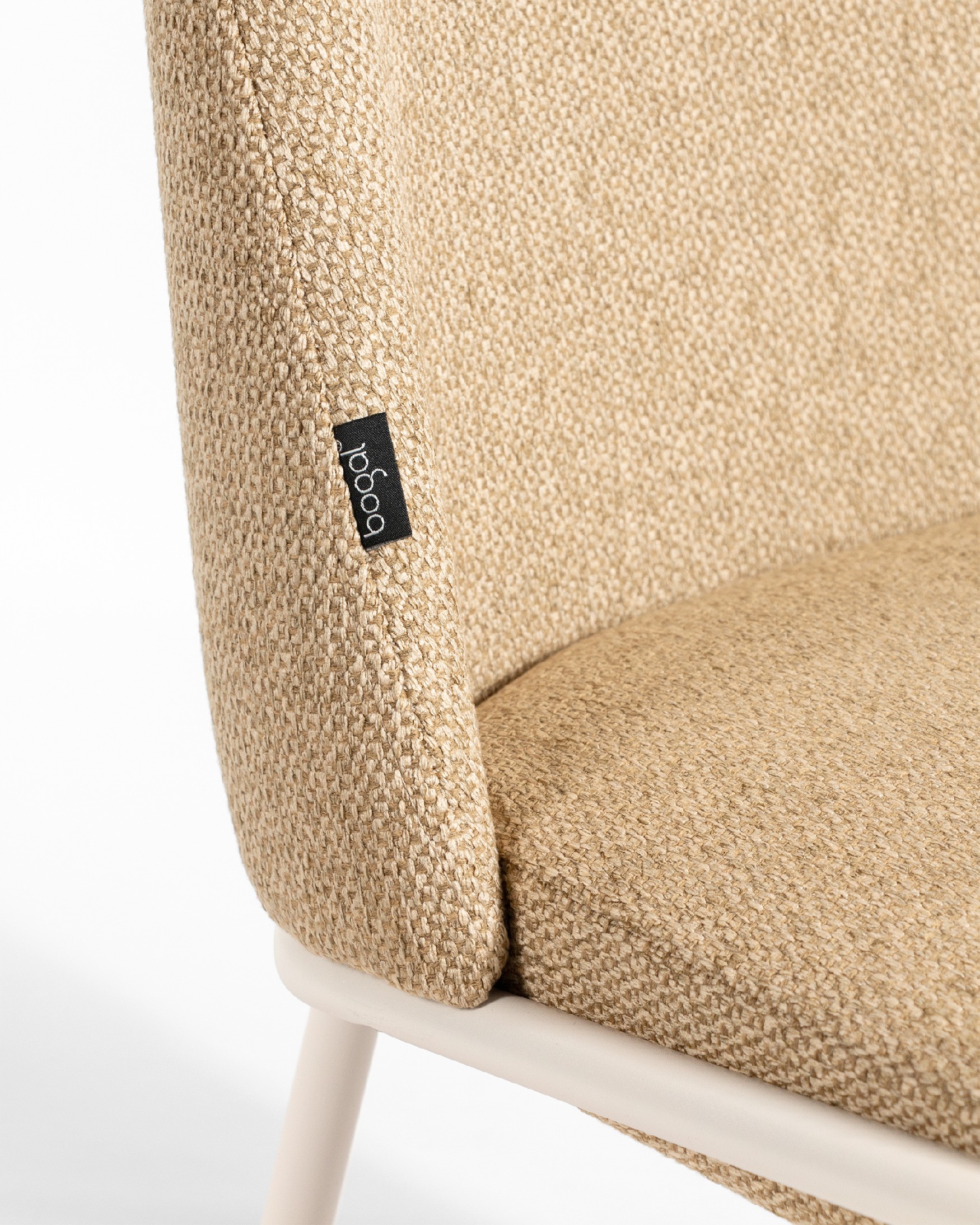 Calgary chair with mustard upholstery and ivory metal legs