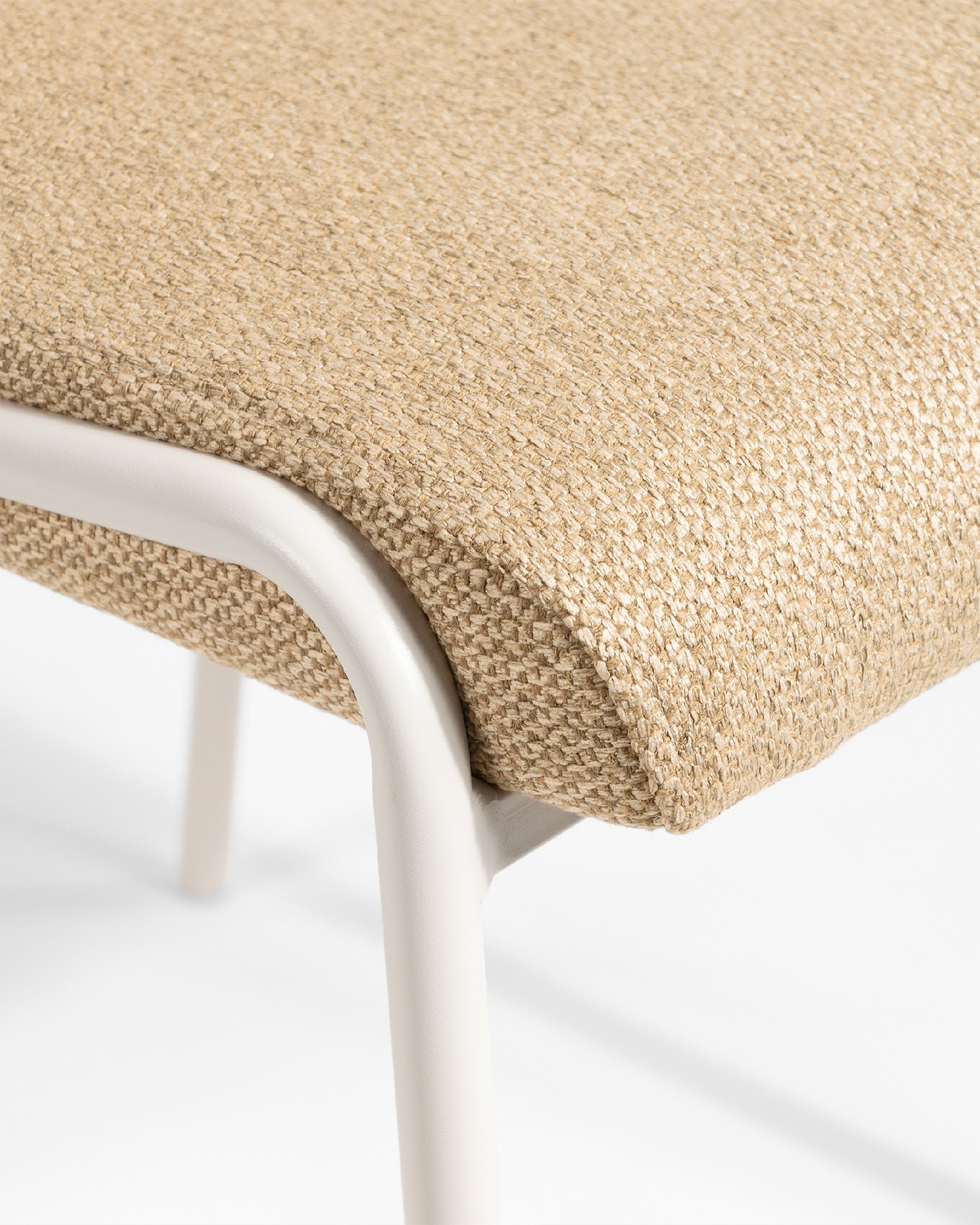 Calgary chair with mustard upholstery and ivory metal legs