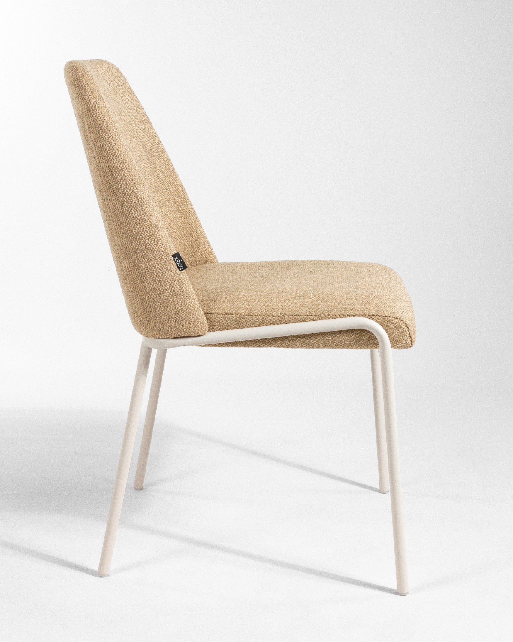 Calgary chair with mustard upholstery and ivory metal legs