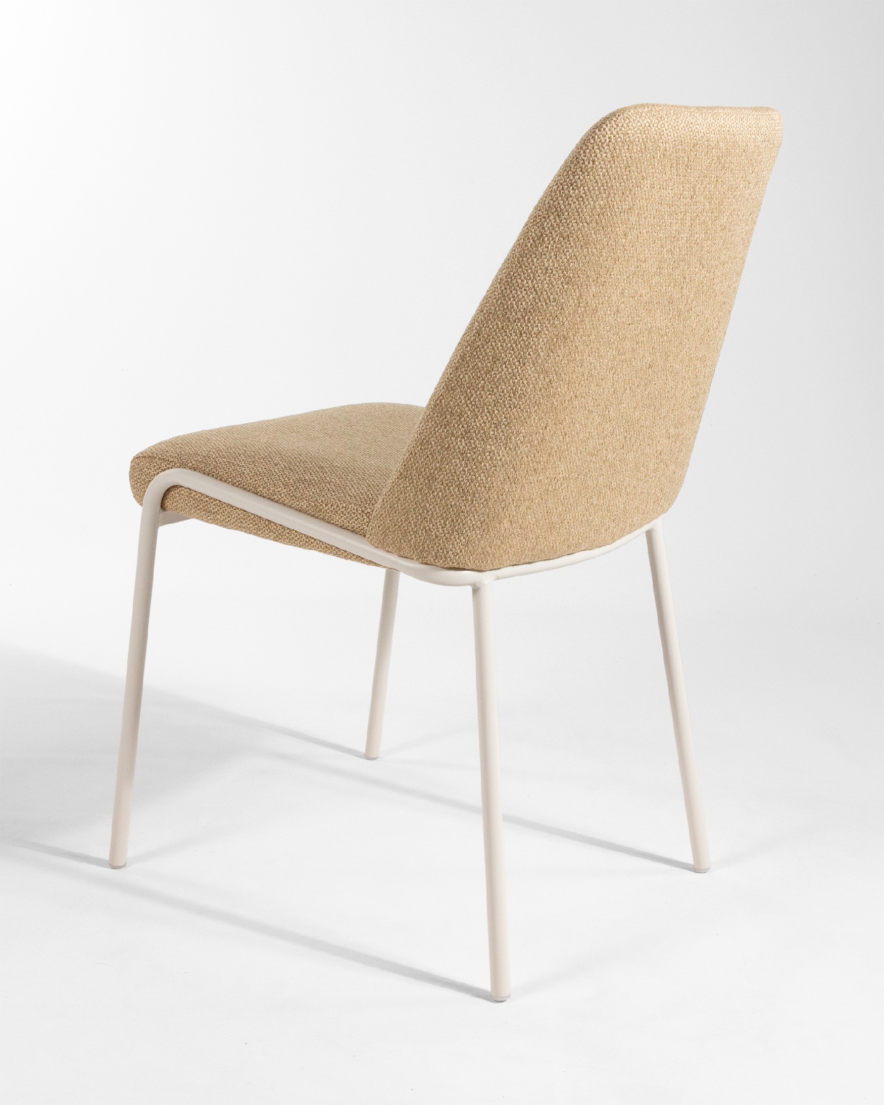 Calgary chair with mustard upholstery and ivory metal legs