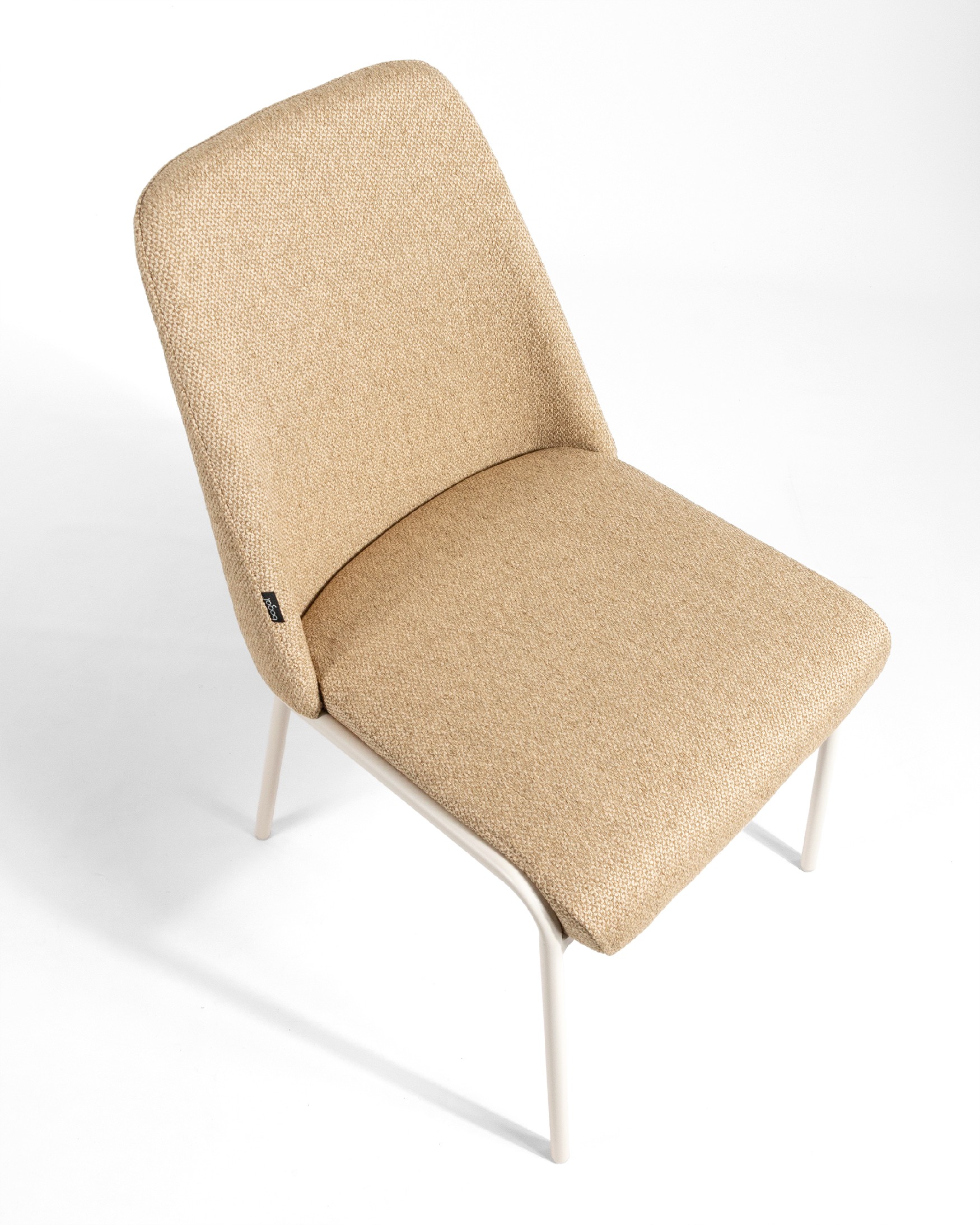 Calgary chair with mustard upholstery and ivory metal legs