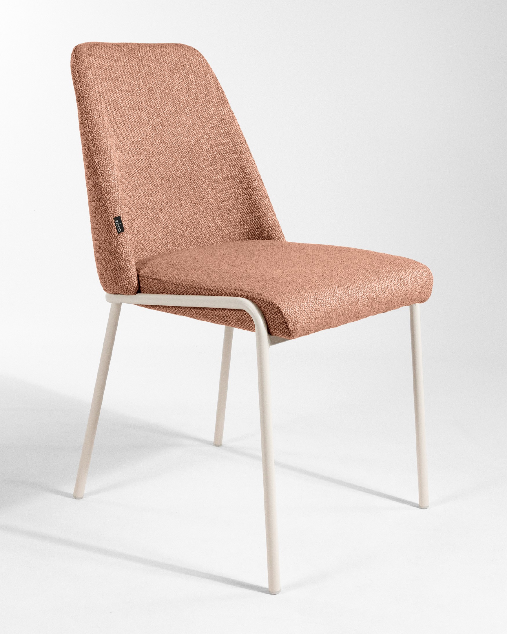 Calgary chair with salmon upholstery and ivory metal legs