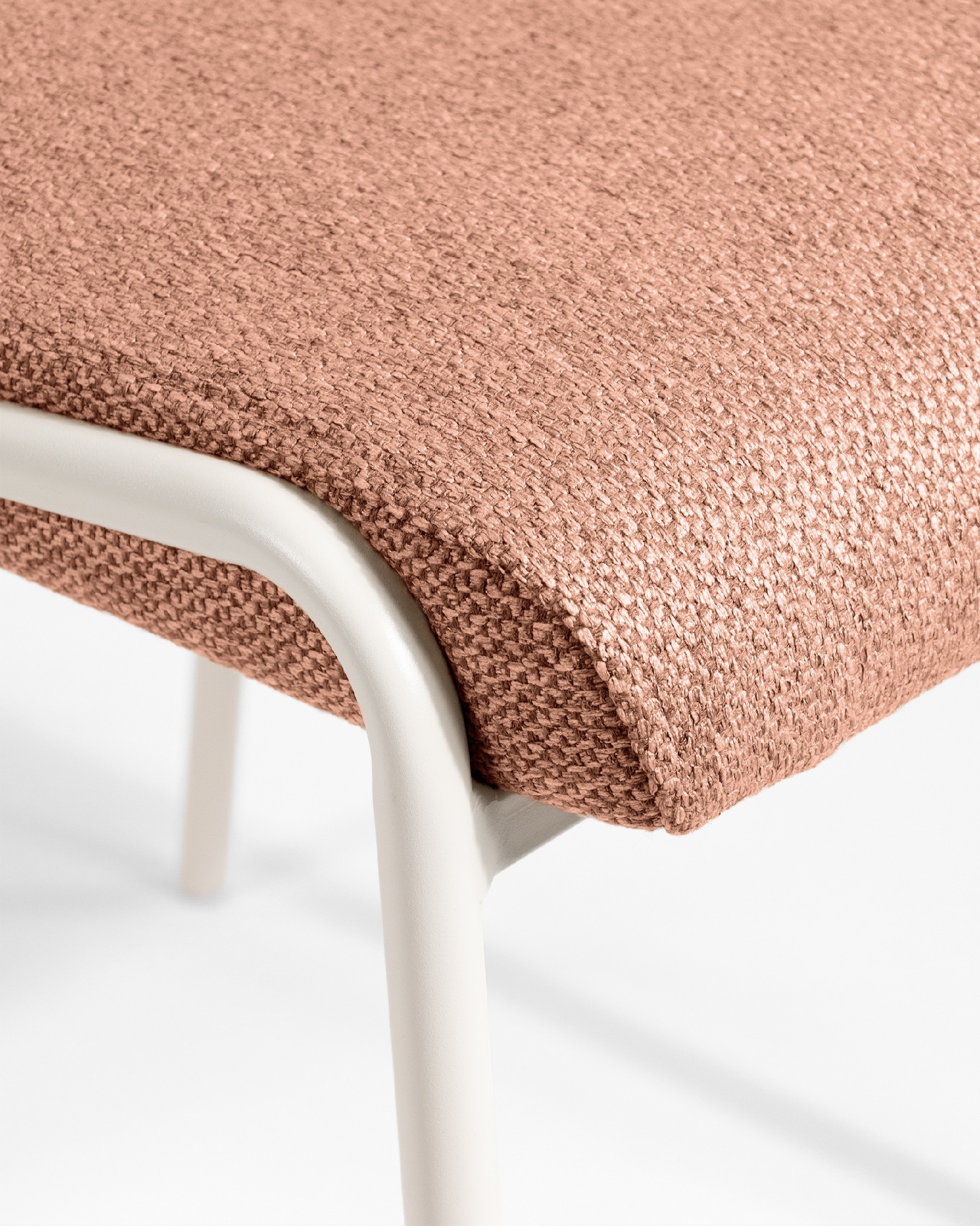 Calgary chair with salmon upholstery and ivory metal legs