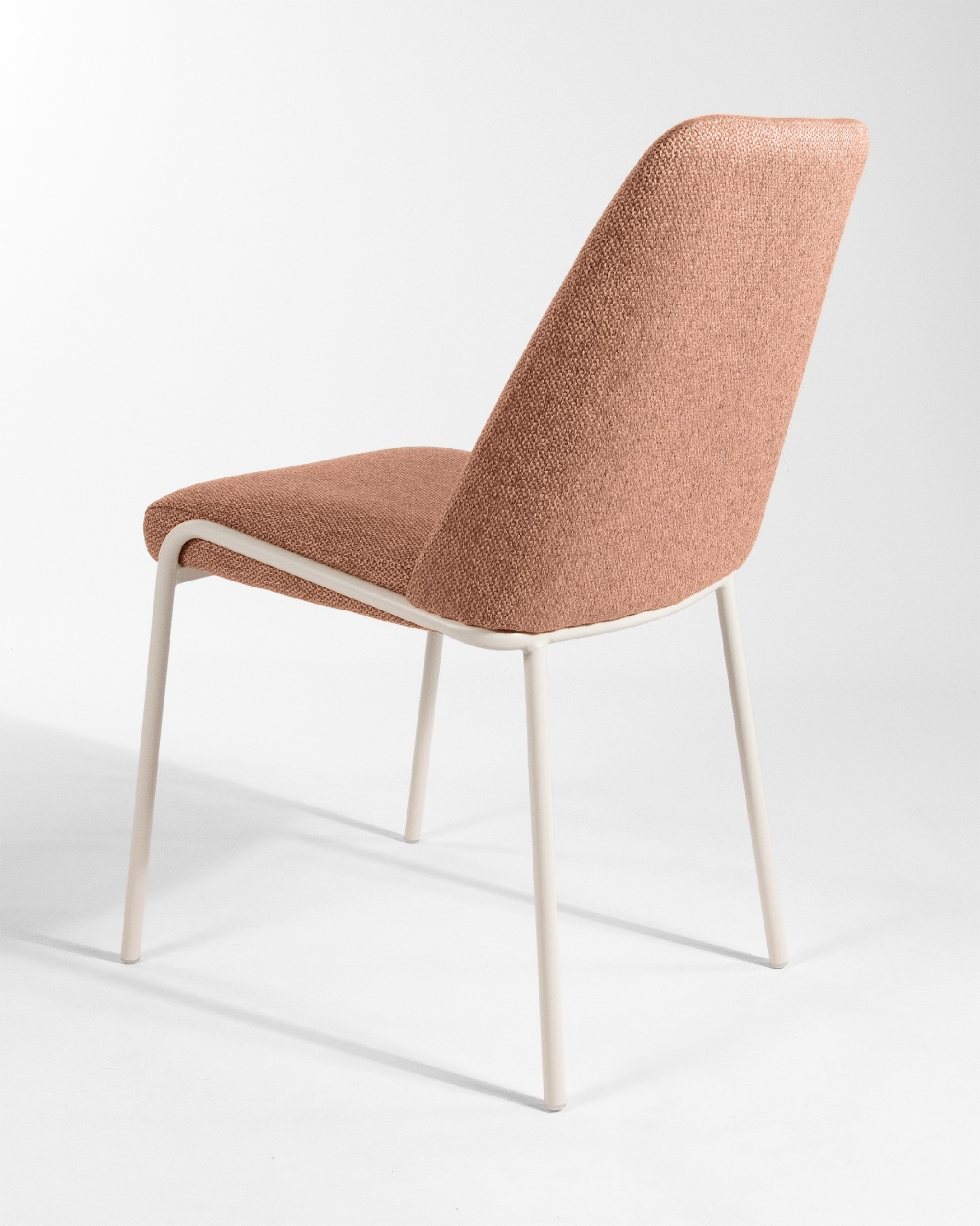Calgary chair with salmon upholstery and ivory metal legs