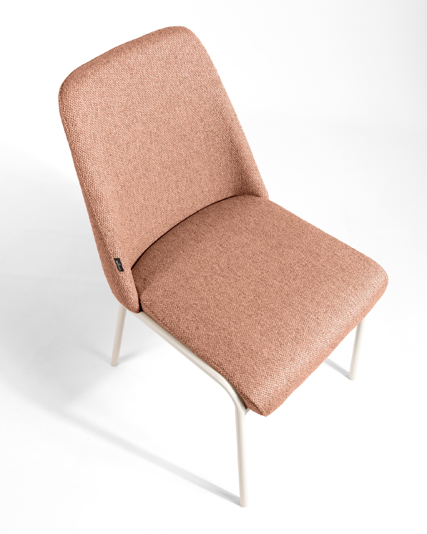 Calgary chair with salmon upholstery and ivory metal legs