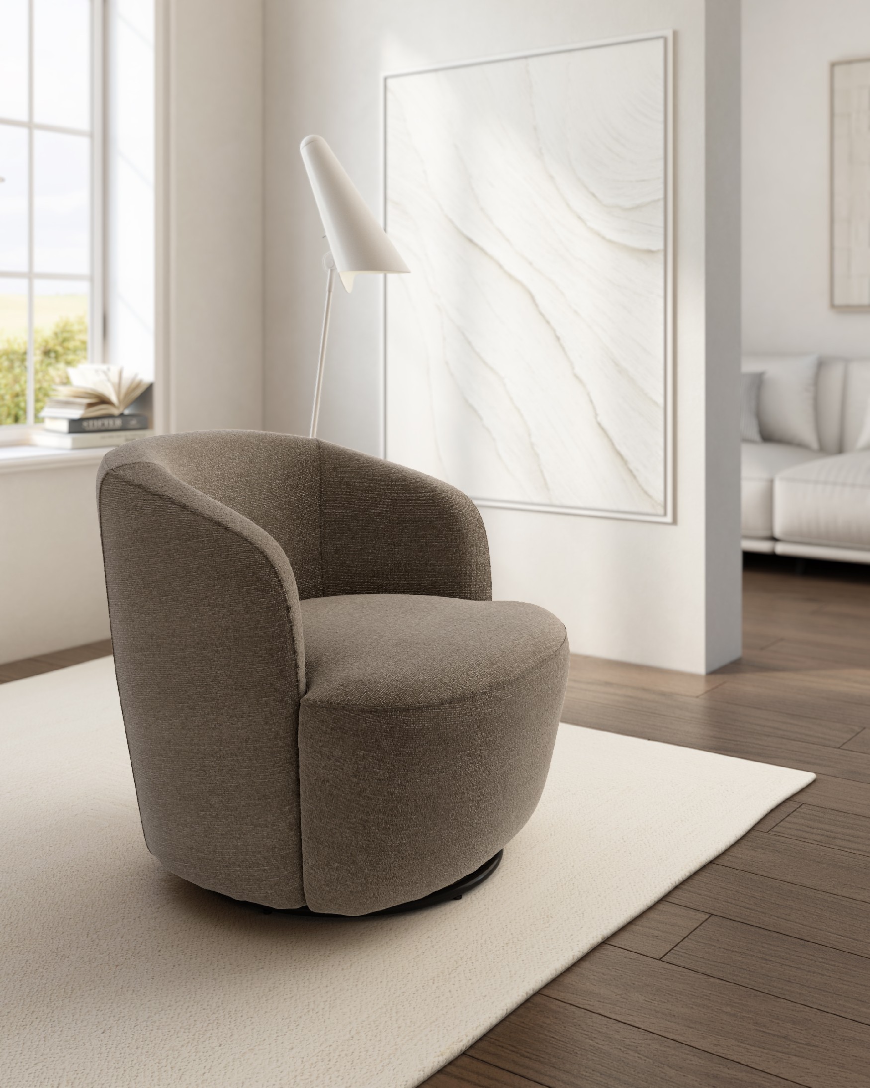 Camelia armchair with anthracite upholstery, 360° swivel