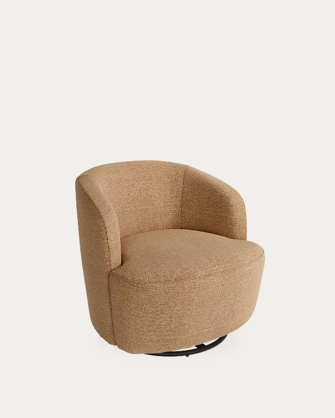 Camelia armchair with ochre upholstery, 360° swivel