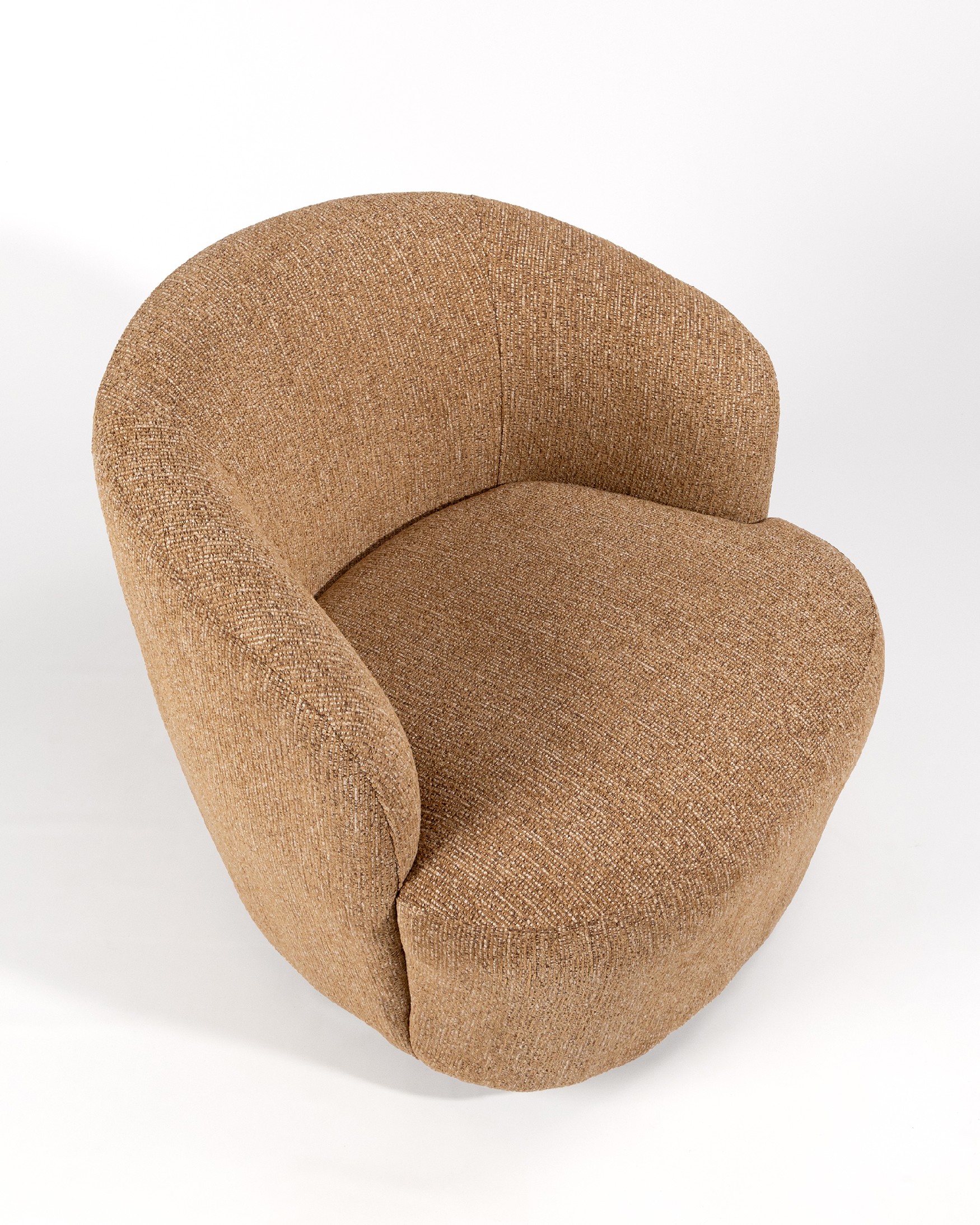 Camelia armchair with ochre upholstery, 360° swivel