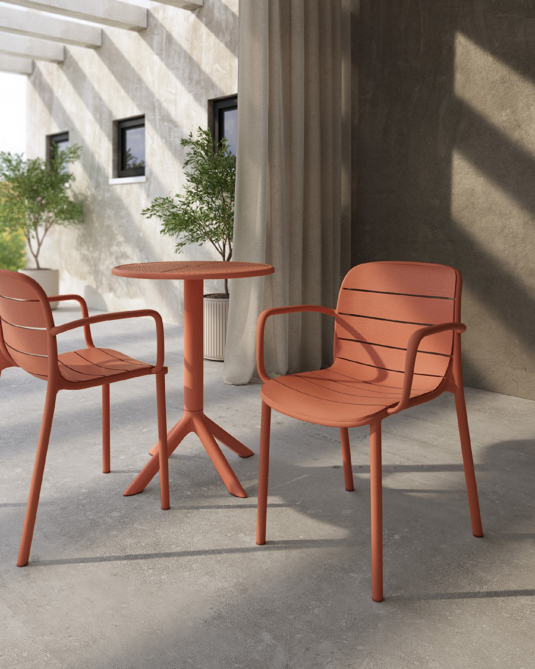 Cancun chair in terracotta polypropylene