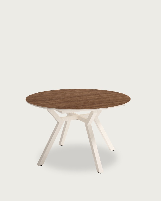 Cantabrian extendable table with java melamine top and ivory metal leg 120(160) x 120 cm
