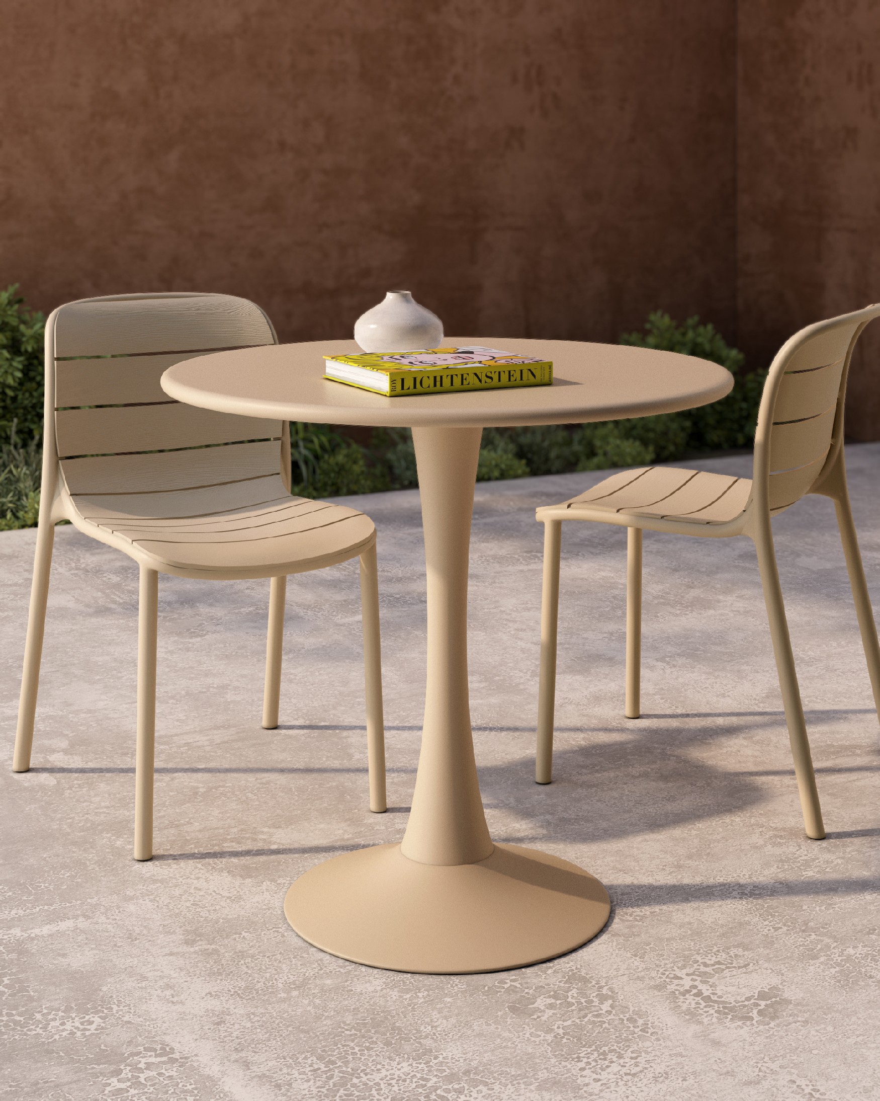 Table ronde métallique de jardin Capri sable Ø 80 cm