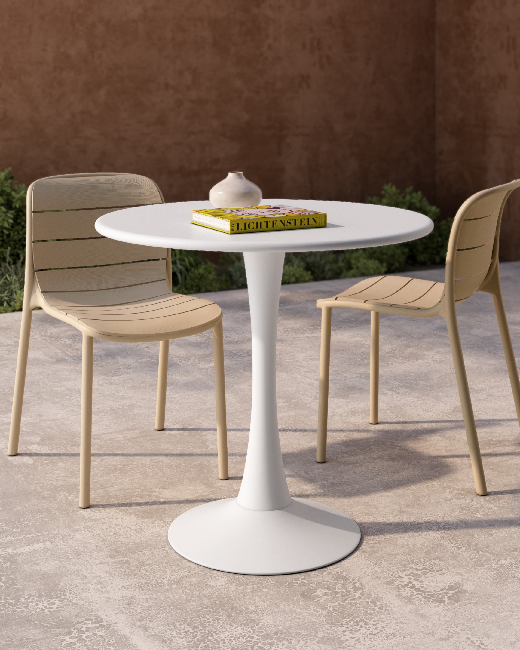 Mesa Capri de exterior redonda metálica blanca  Ø 80 cm
