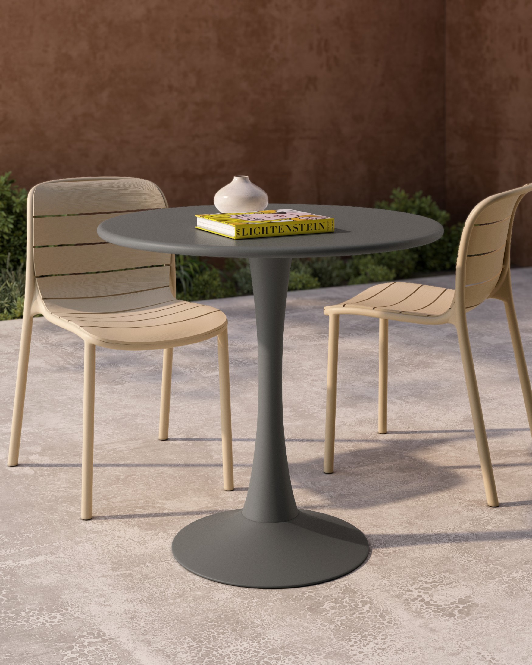 Graphite round outdoor Capri table Ø 80 cm