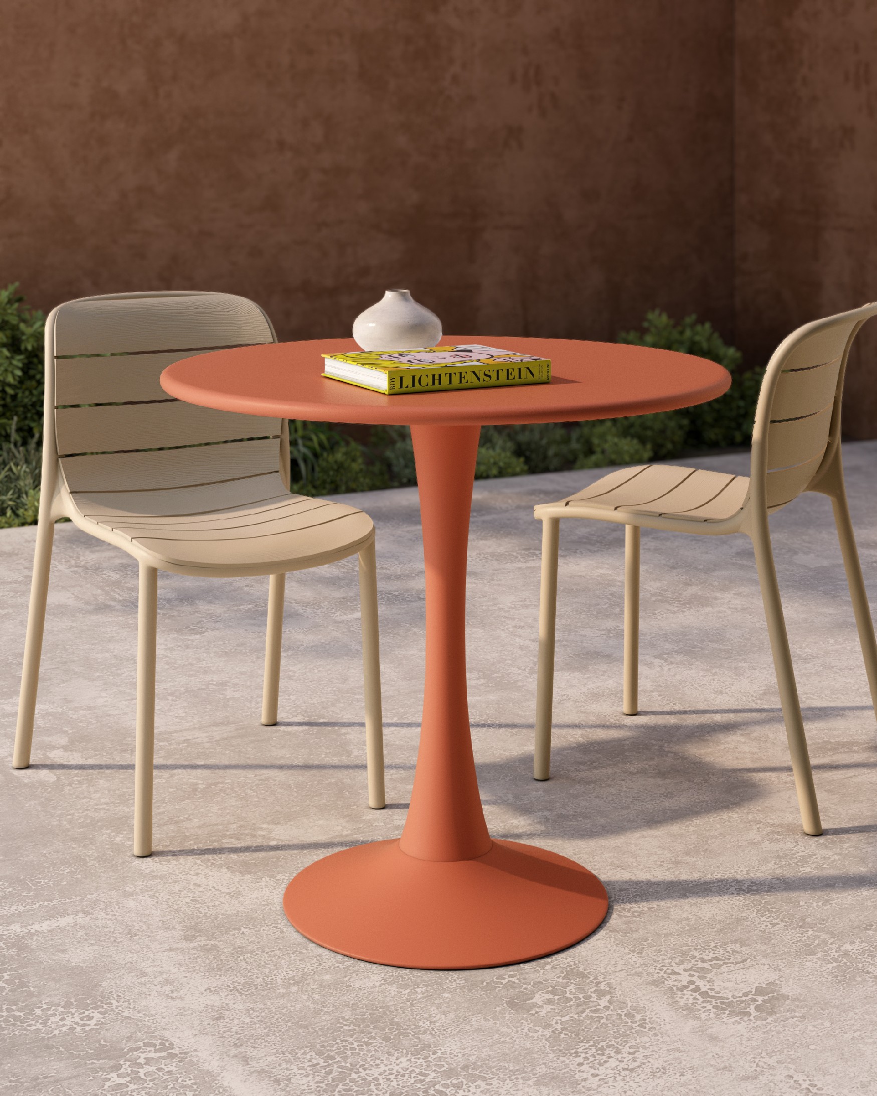 Capri round outdoor metal table terracotta Ø 80 cm