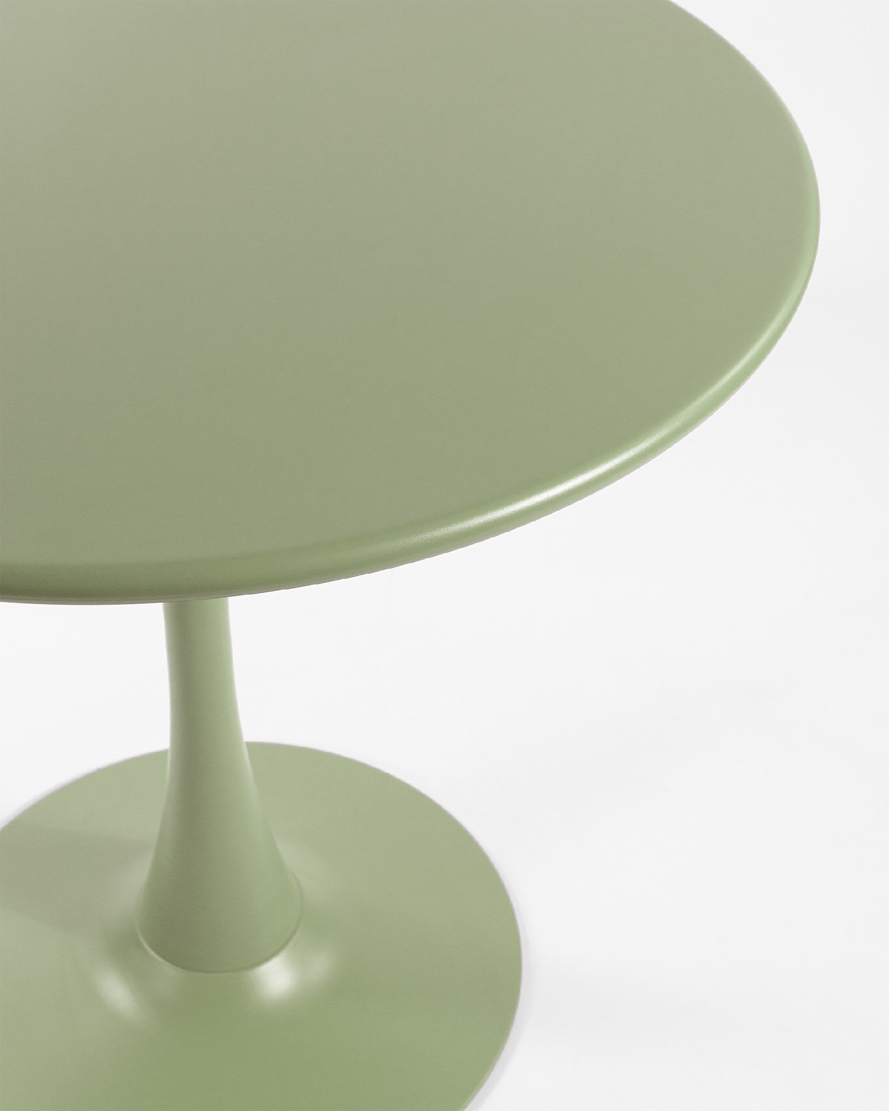 Capri round outdoor metal table in chalk green Ø 80 cm