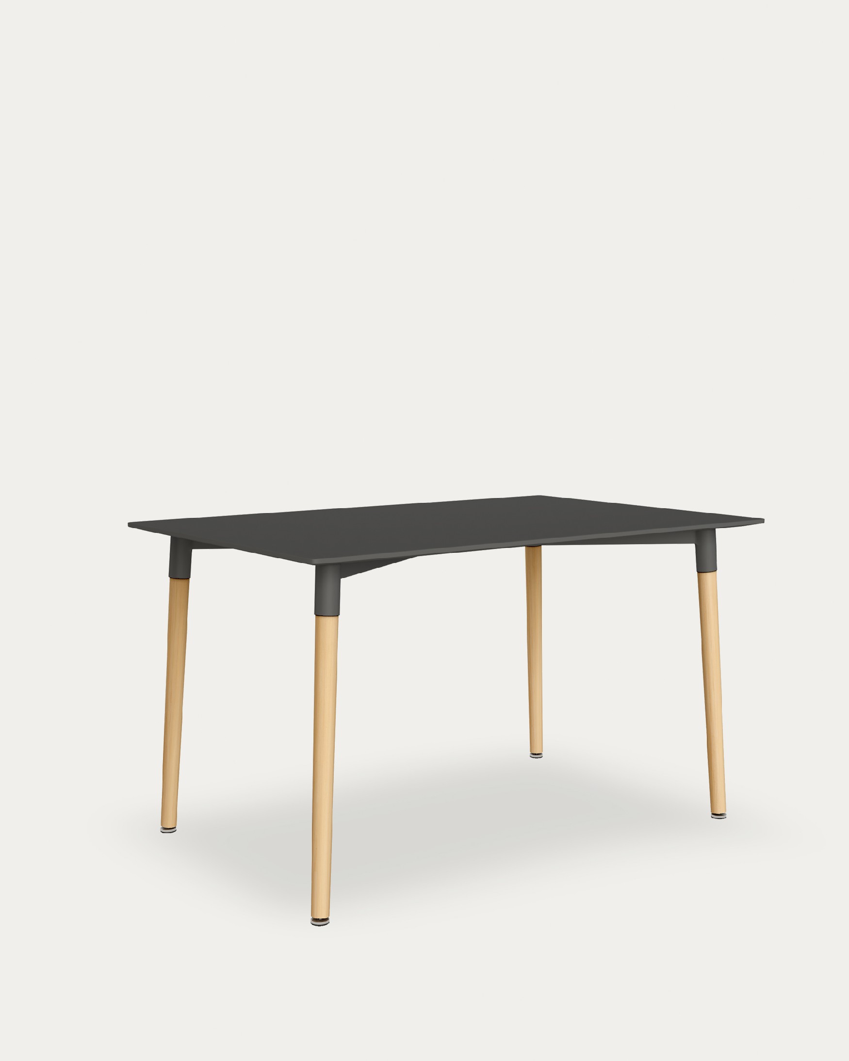 Caribbean table with a graphite lacquered MDF top and wooden legs 120 x 80 cm