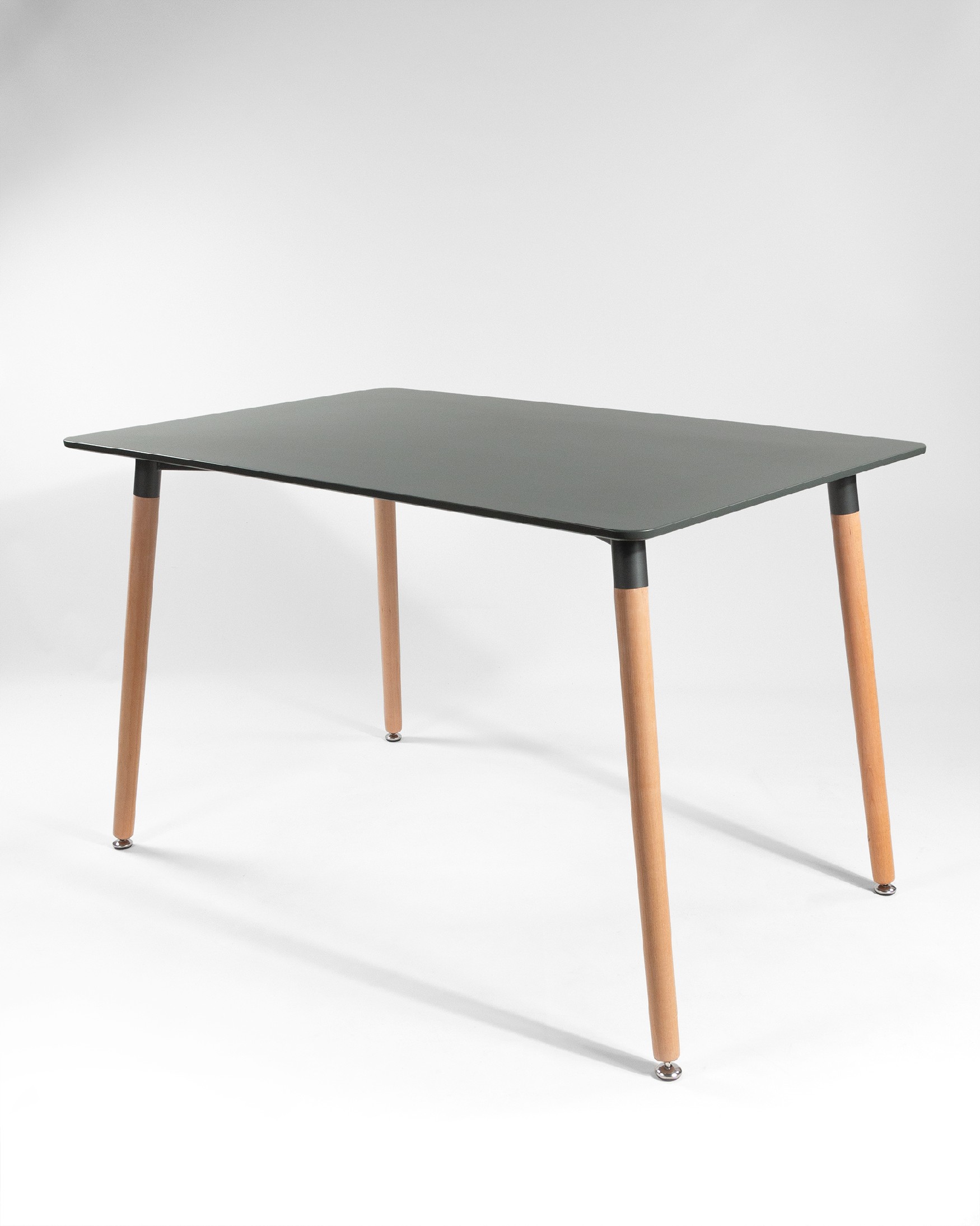 Caribbean table with a graphite lacquered MDF top and wooden legs 120 x 80 cm