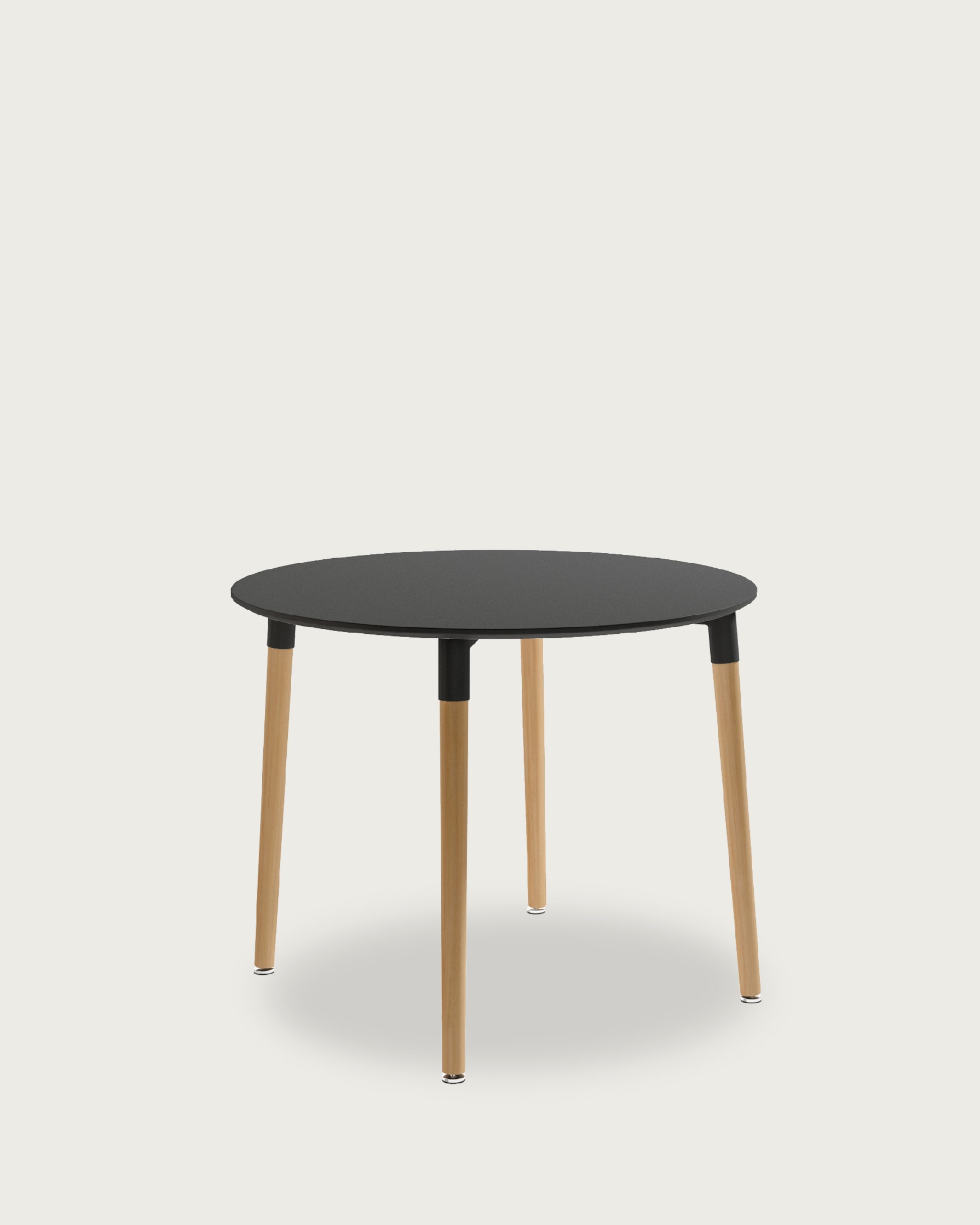 Caribbean round table with a graphite lacquered MDF top and wooden legs Ø 90 cm