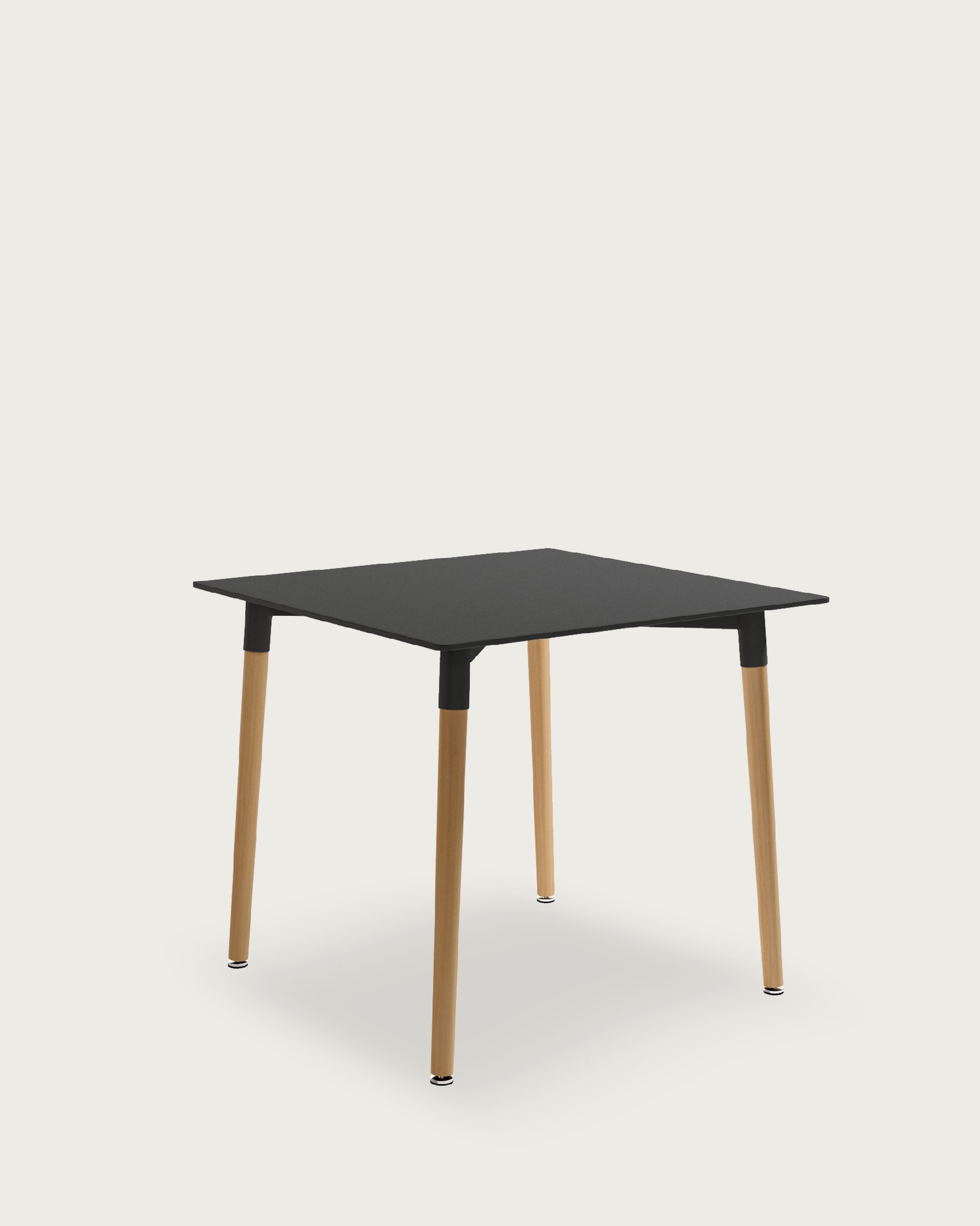 Caribbean table with a graphite lacquered MDF top and wooden legs 80 x 80 cm