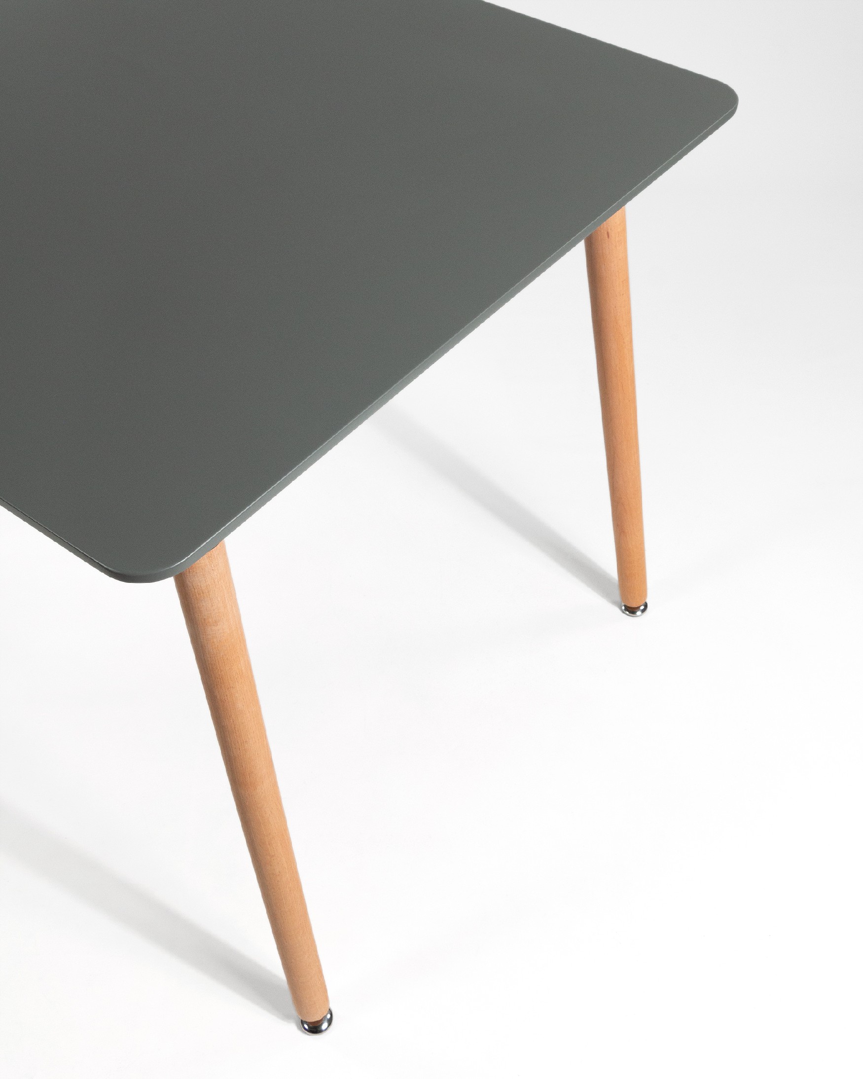 Caribbean table with a graphite lacquered MDF top and wooden legs 80 x 80 cm