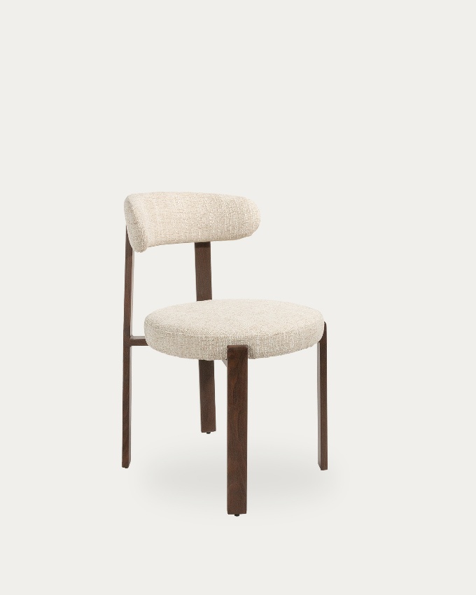 Casper chair with champagne upholstery and metal structure with wood finish