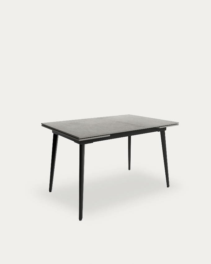 Extensible Celeb table with porcelain top and black metal leg 120(180) x 80 cm